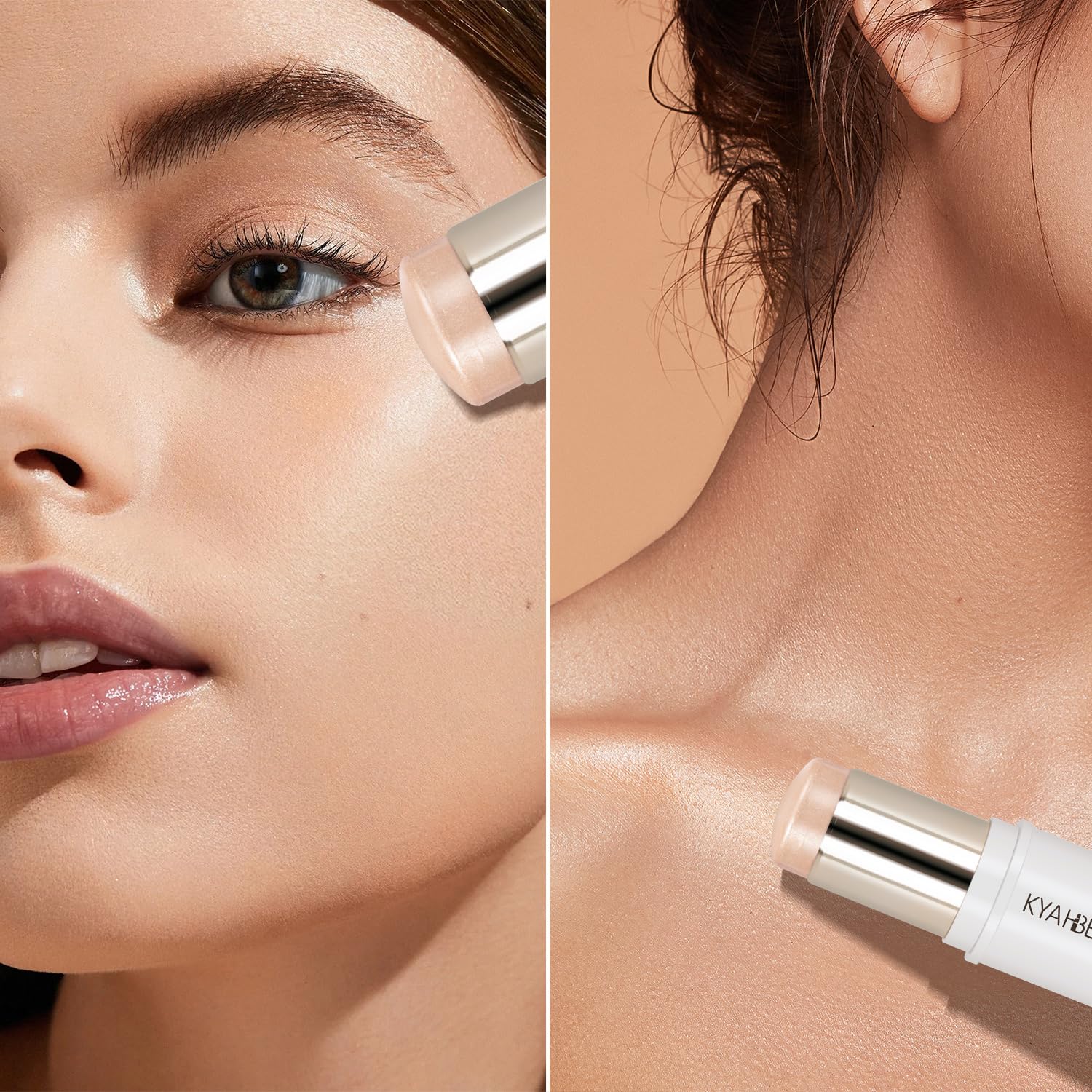 MYMERRY Dewy Highlighter Makeup 15g/0.53fl.Oz, Highlighter Makeup Stick for Face and Body, Radiant & Shimmer Glow, Buildable Color for All Day | Vegan & Cruelty-Free | Champagne Beige Gold