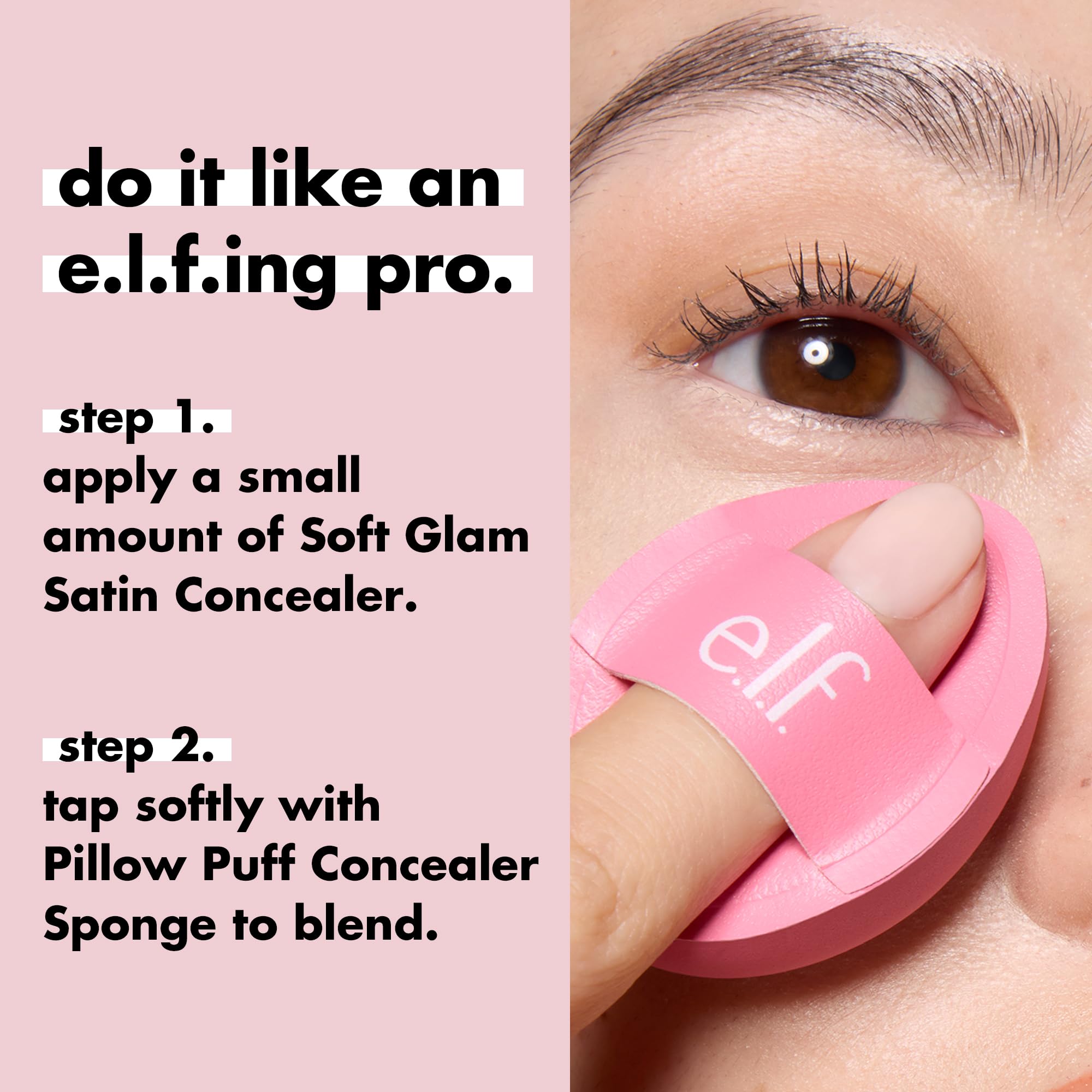 e.l.f. Pillow Puff Concealer Sponge, Beauty Blender For Streak-Free, Even, Makeup Application With Airbrushed Finish, Latex-Free, Vegan & Cruelty-Free