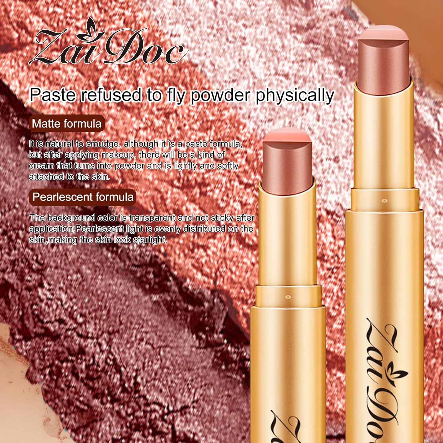 3 Color Eyeshadow Stick, Long Lasting & Waterproof Creamy Eye Shadow, with Vitamin E Makeup for Day & Night Look, caffeine orange, 1.13 Oz (Glittering rose)