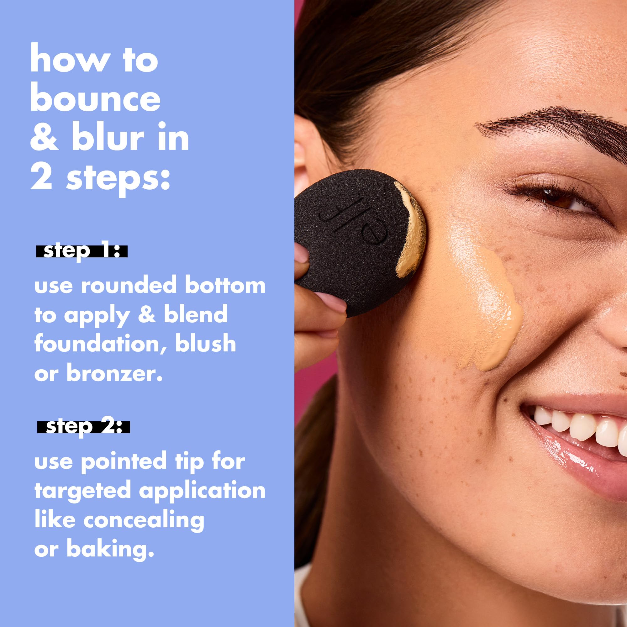 e.l.f. Bounce & Blur Pro Sponge, Multi-Use Makeup Blending Sponge for Cream, Liquid & Powder Formulas, Creates A Blurred Finish, Vegan & Cruelty-Free