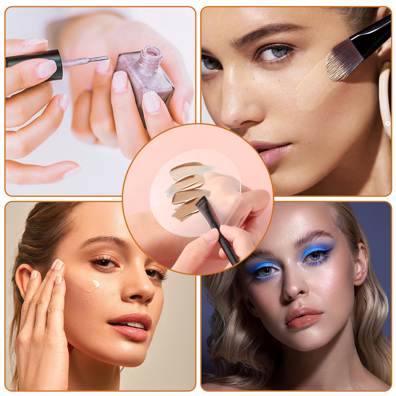 2 Pcs Handheld Acrylic Makeup Palette, Foundation Mixing Palette Nail Art Manicure Tray Clear Cosmetic Mixing Tray Apply for Foundation Eye Shadow Lipsticks Blending