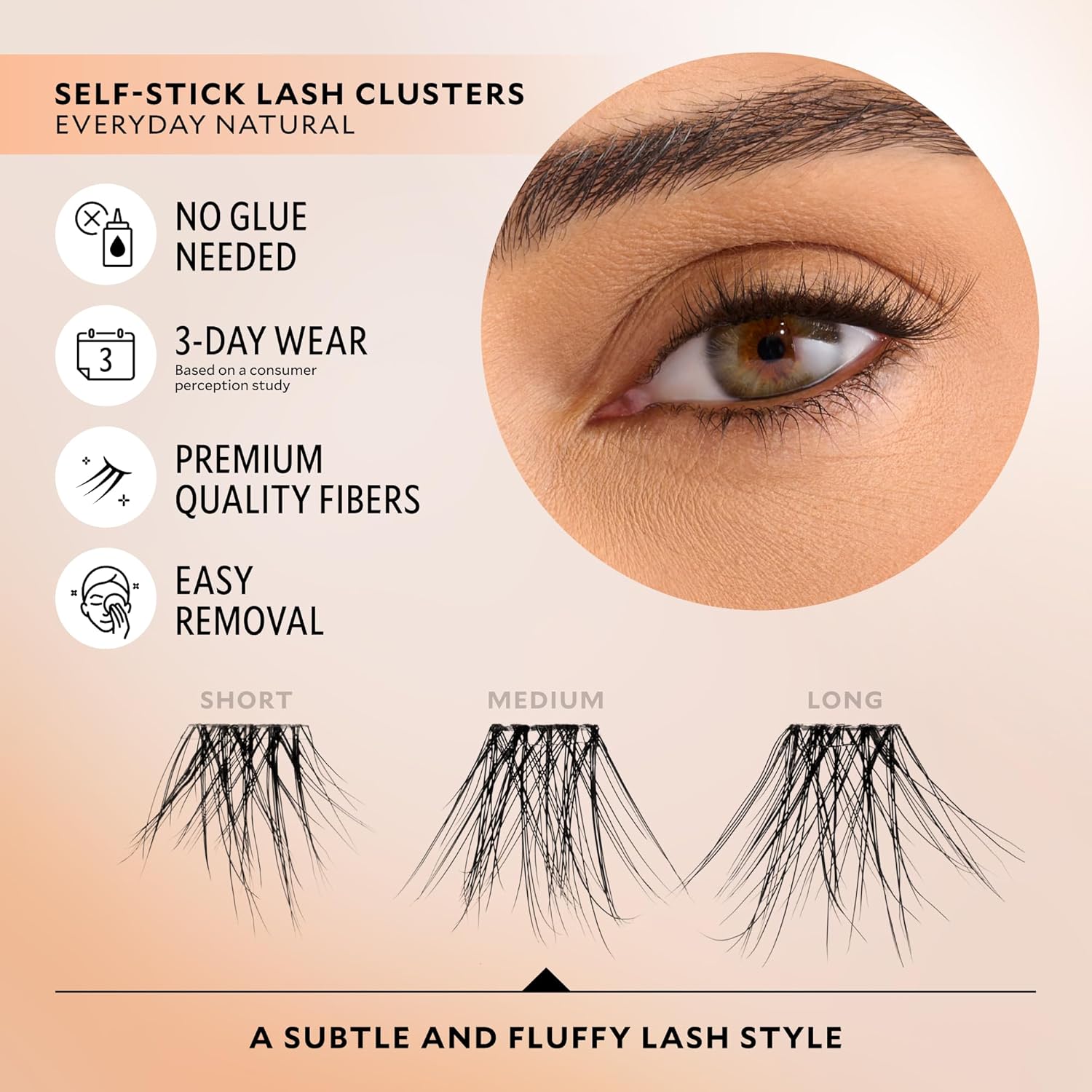 Velour-Xtensions™ Self-Stick Lash Clusters Kit, Self Adhesive Eyelashes with 12 Lash Cluster and Lash Applicator, New No Glue Technology for Lightweight Natural Look at Home