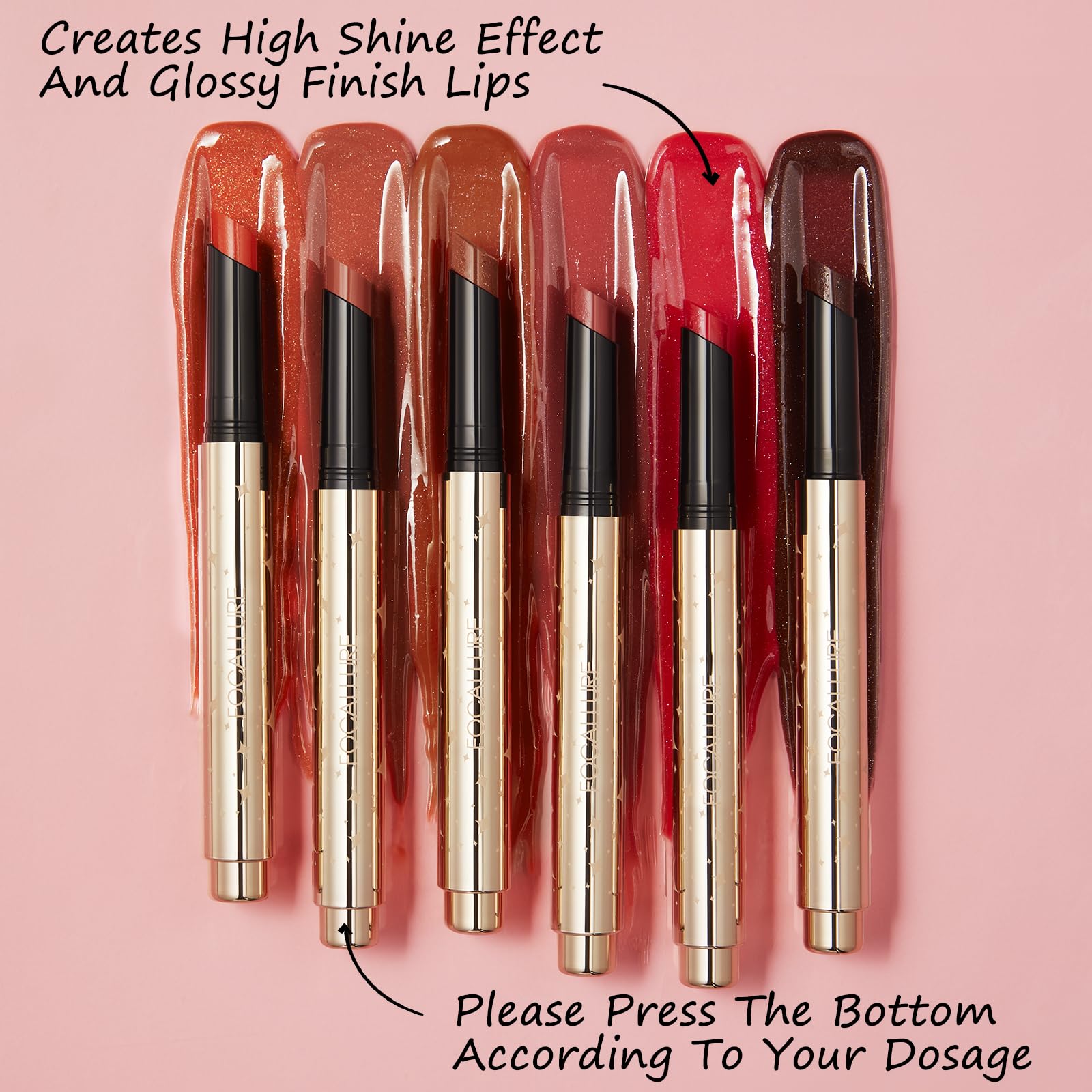 FOCALLURE Sparkling Gem Lip Plump, Hydrating & Volumizing Lip Plumper Gloss Balm, High-Shine Lip Plumping Pen, Plumps & Moisturizes, Vegan & Cruelty-Free, MELLOW