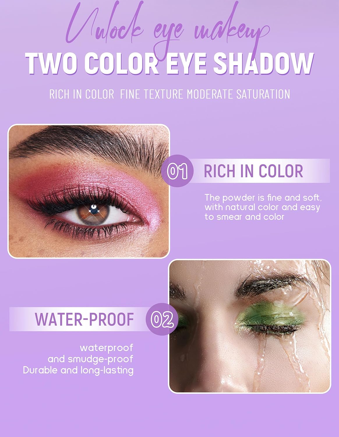 Erinde Green Eyeshadow Palette Duo - Bright Dark Green Shimmer Metallic Glitter Eye Shadow Makeup Palette, Long Lasting Waterproof Blendable Crease & Smudge Proof Forest-Green Christmas Makeup, 02