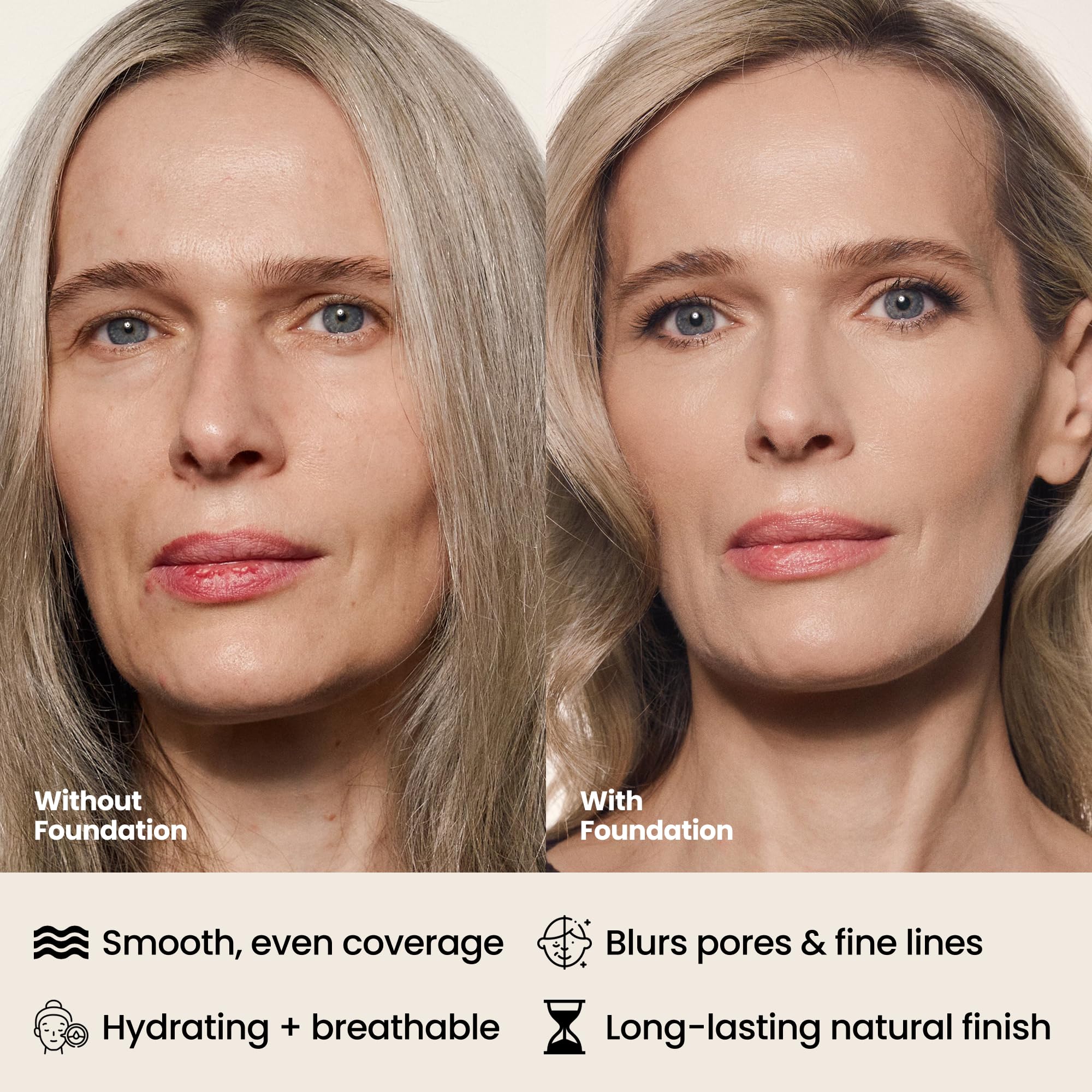 Hush Glow™ Foundation Cushion SPF 30 – Skincare-Infused Lightweight Foundation with Mushroom Applicator for Mature Skin, Hyaluronic Acid & Peptides, Buildable Natural Coverage (Ivory)