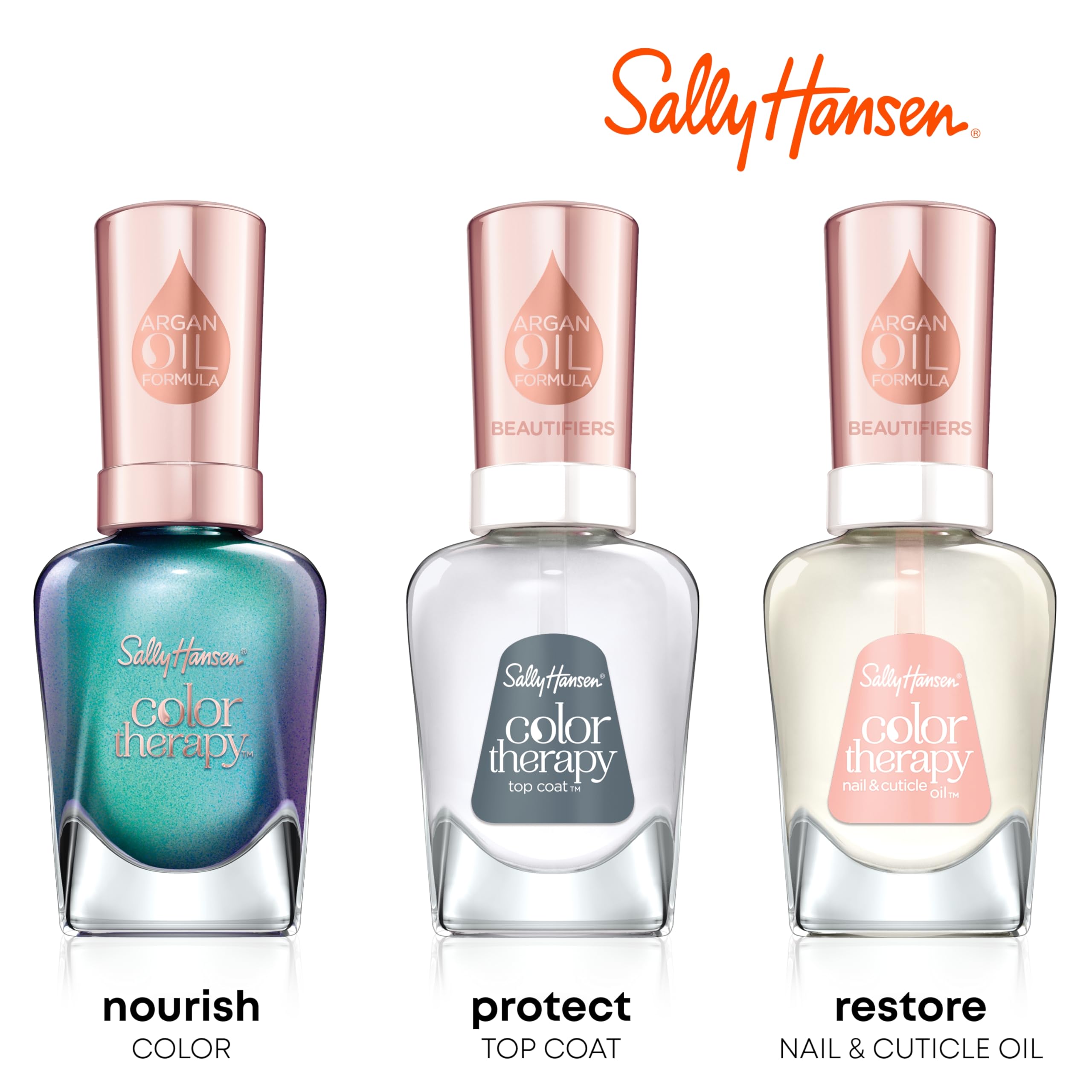 Sally Hansen Color Therapy Nail Polish | Biotin, Argan Oil, Long Lasting, Healthy Nails, Nail Strengthener, Semi-Opaque | 220 Rosy Quartz | Rosy Pink Nail Color