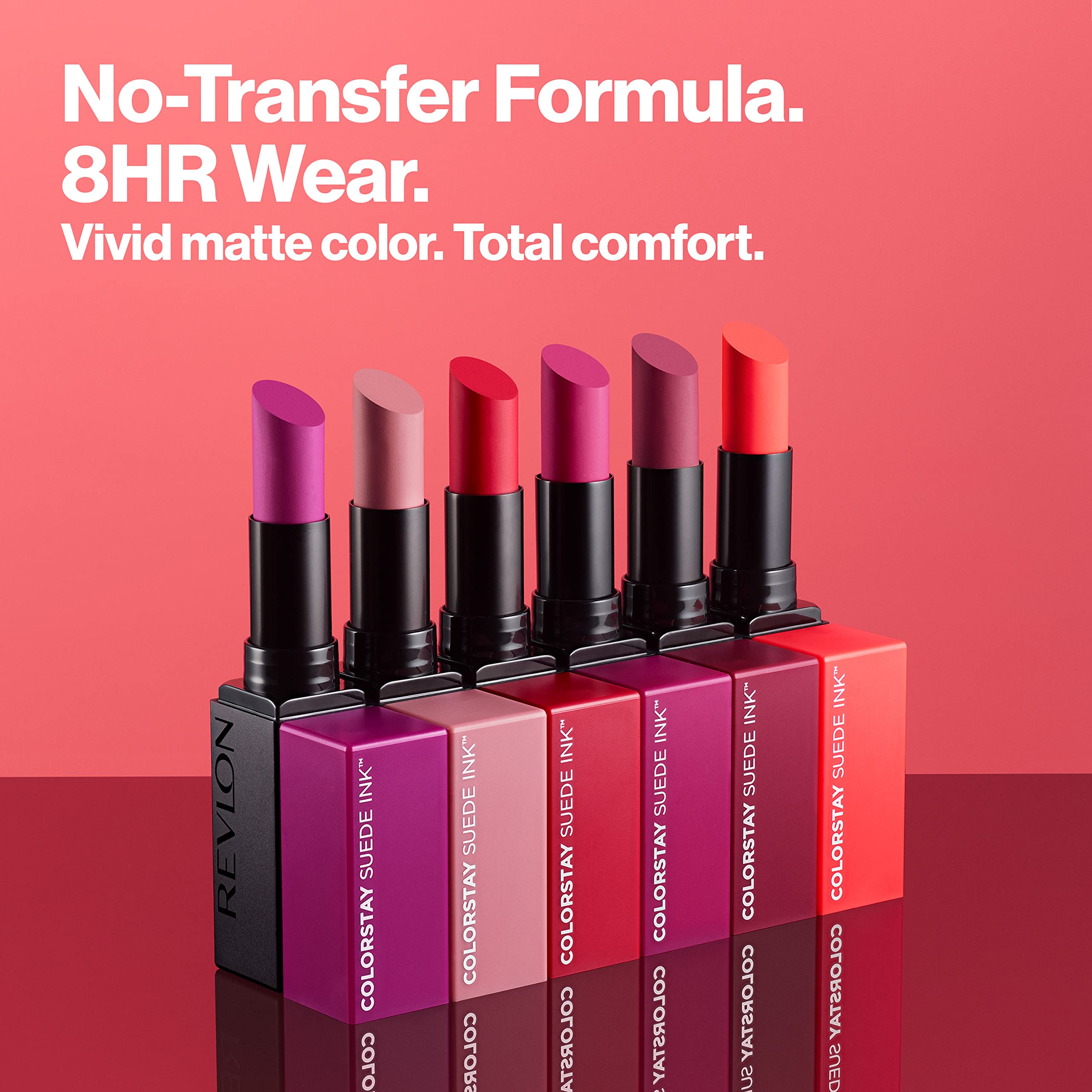 Revlon Lipstick, ColorStay Suede Ink, Built-in Primer, Infused with Vitamin E, Waterproof, Smudge-proof, Matte Color, 009 In Charge, 0.09 oz