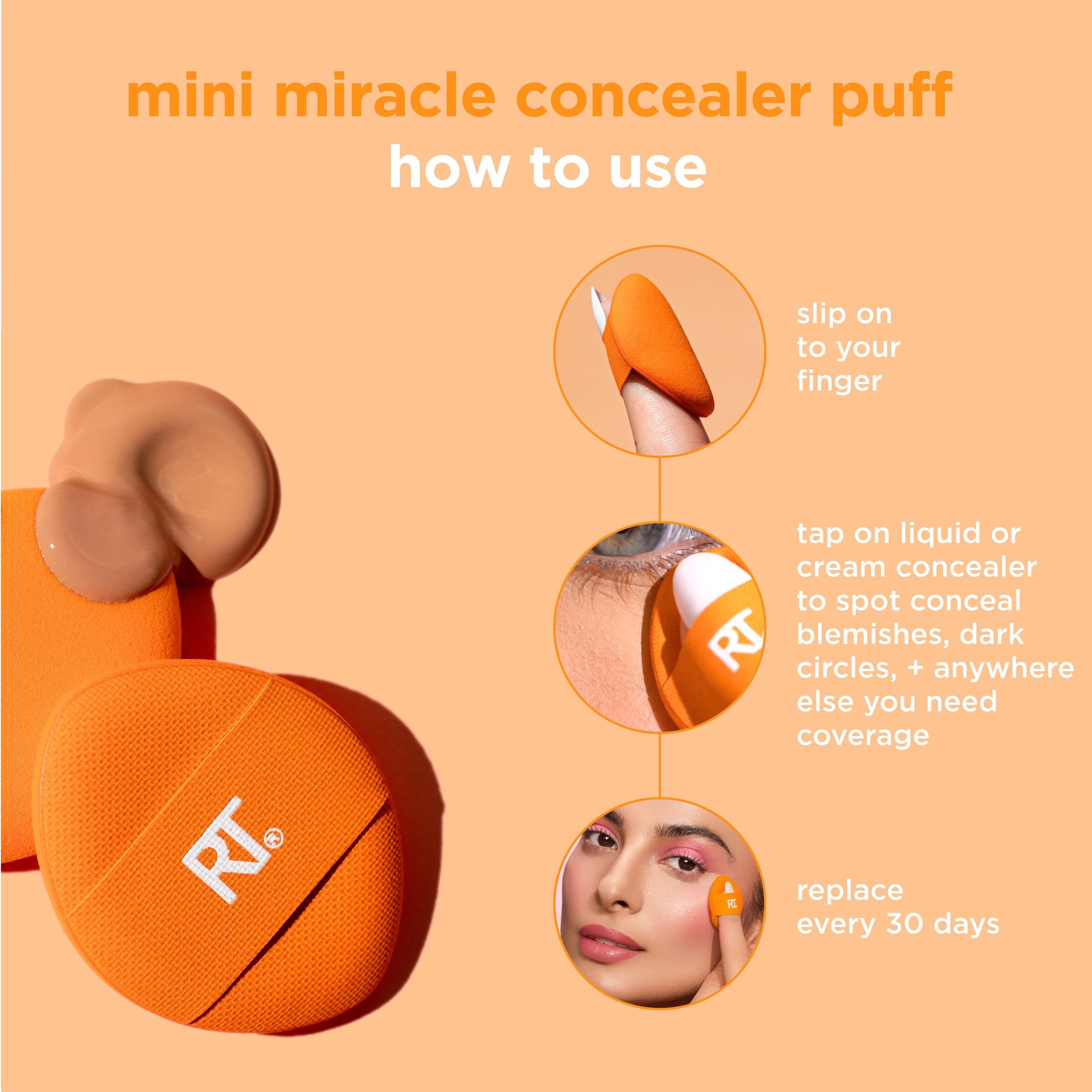 Real Techniques Mini Miracle Concealer Puff 6 Pack, Small Makeup Puff For Liquid & Cream Foundation & Concealer, Targeted Concealing Under Eyes & Blemishes, Travel Friendly, Vegan, & Cruelty Free