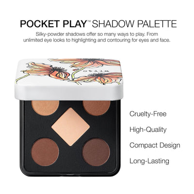 stila Pocket Play™ Eye Shadow Palette | 5 Silky Powder Shades for Eyes, Face, Highlight & Contour | Compact, Travel-Friendly, Blendable Formula | Matte & Shimmer, Neutral & Bold Tones