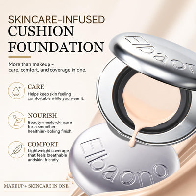 Korean Cushion Foundation Compact with Refill, Skincare-Infused Collagen Face Makeup, Radiant Lightweight Buildable Coverage, #23 Natural White, 0.46 Fl Oz x 2
