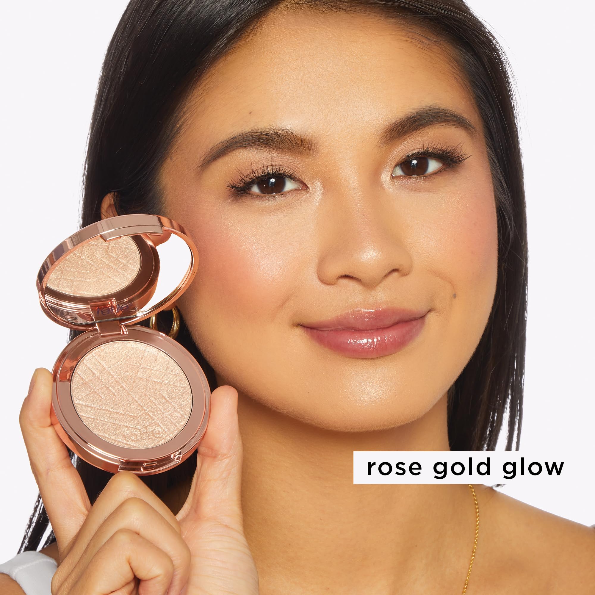 tarte Amazonian clay shimmering light – Pressed Highlighter with Buildable Radiant Glow for a Natural Lightweight Luminous Finish, Vegan & Cruelty-Free, full size, rose gold glow