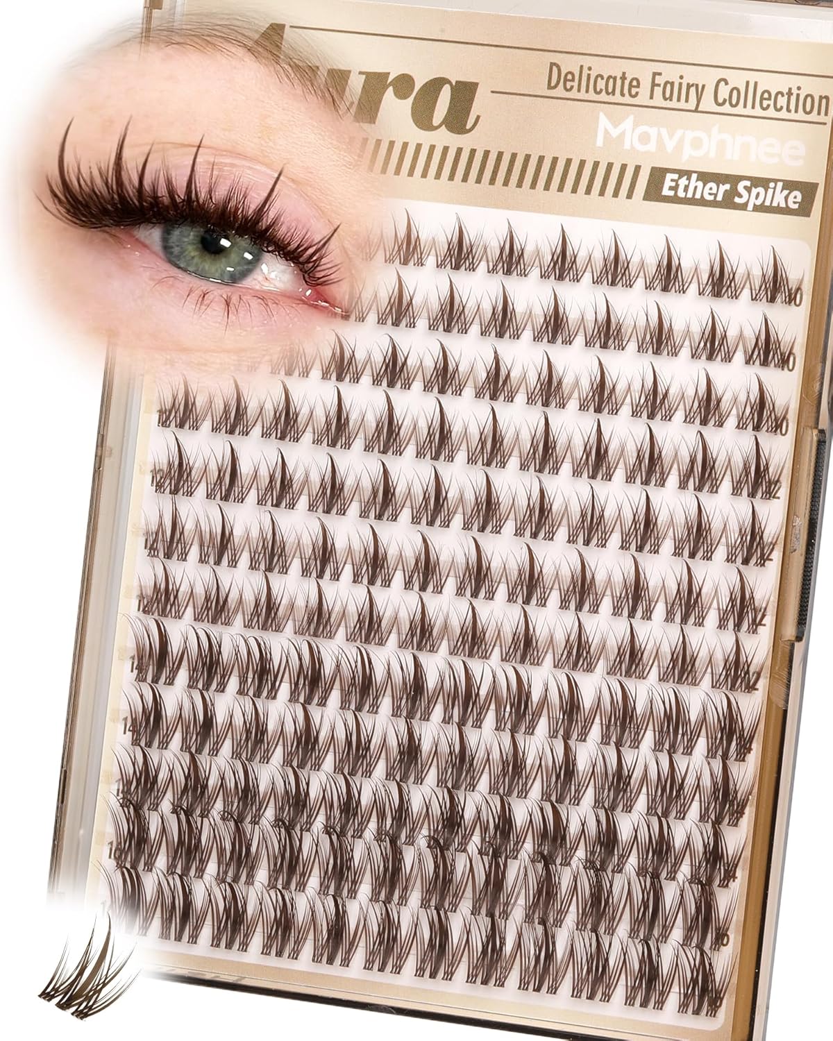 Cat Eye Lash Clusters Brown Eyelash Clusters Fox Eye Individual Lashes Extensions Spiky Cluster Eyelash Extensions Fairy Cluster Lashes Fluffy Anime DIY Lash Pack Pestañas Postizas (CC Curl, 96Pcs)