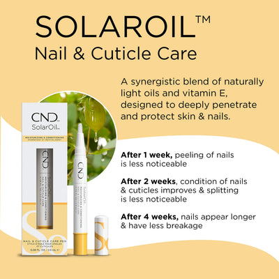 CND SolarOil Cuticle Oil, Natural Blend Of Jojoba, Vitamin E, Rice Bran and Sweet Almond Oils, Moisturizes and Conditions Skin, 0.08 oz