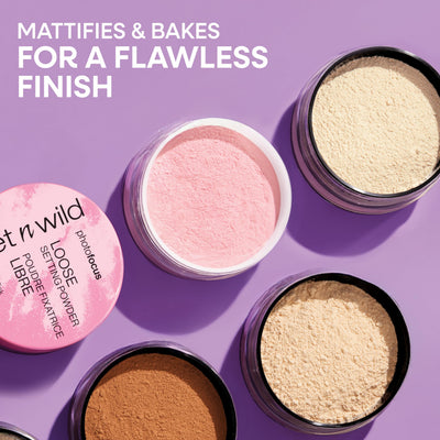 wet n wild Photo Focus Loose Baking Setting Powder, Highlighter Makeup, Fair to Medium & Tan Skin Tones - Translucent