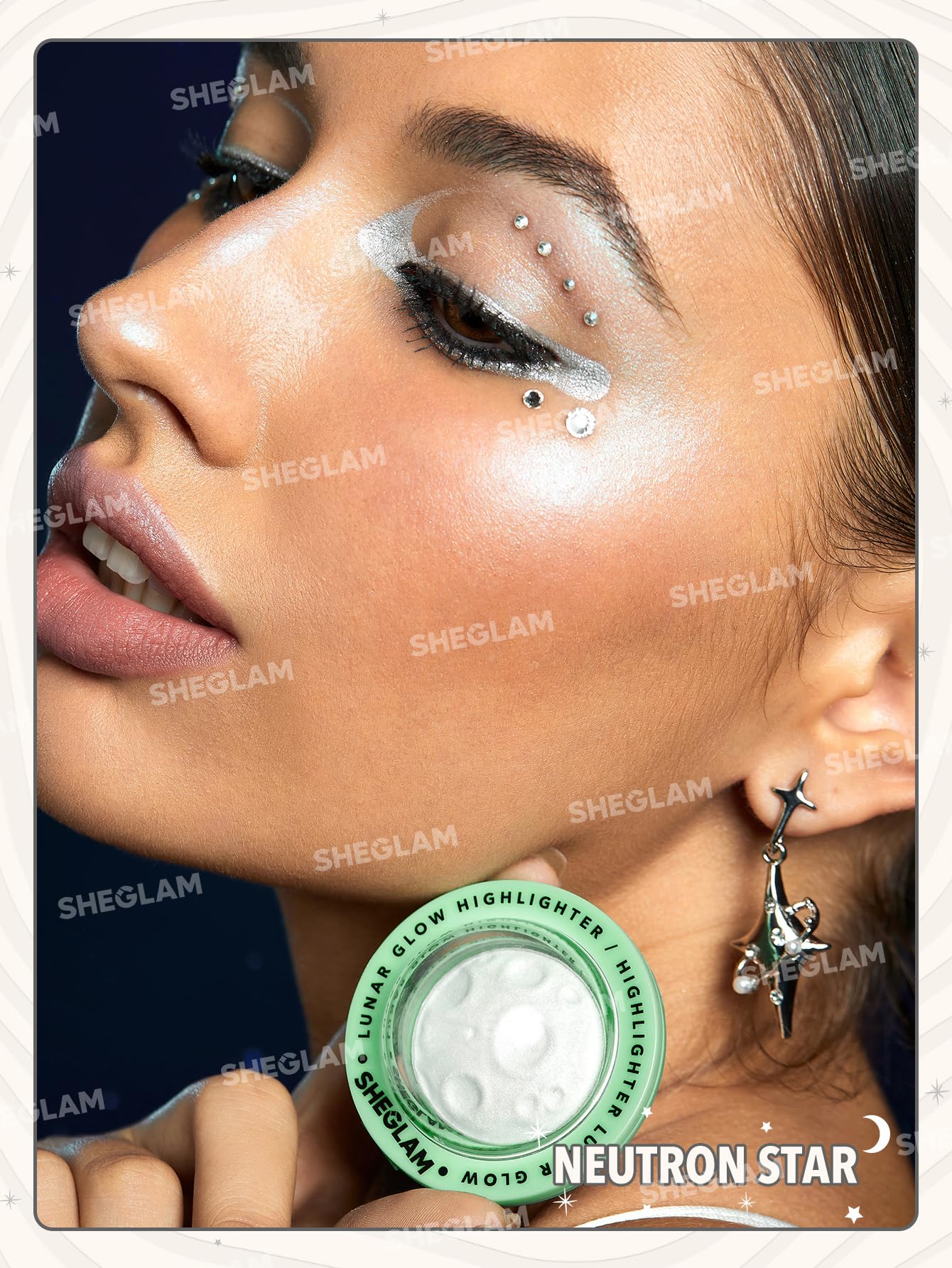 SHEGLAM Lunar Glow Highlighter - Neutron Star - Silky Creamy - Shimmery - Medium Coverage - Radiant Glow - Unisex - 0.17 Ounce (Pack of 1)