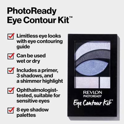Revlon PhotoReady Eye Contour Kit, Eyeshadow Palette with 5 Wet/Dry Shades & Double-Ended Brush Applicator, Pop Art (535), 0.1oz