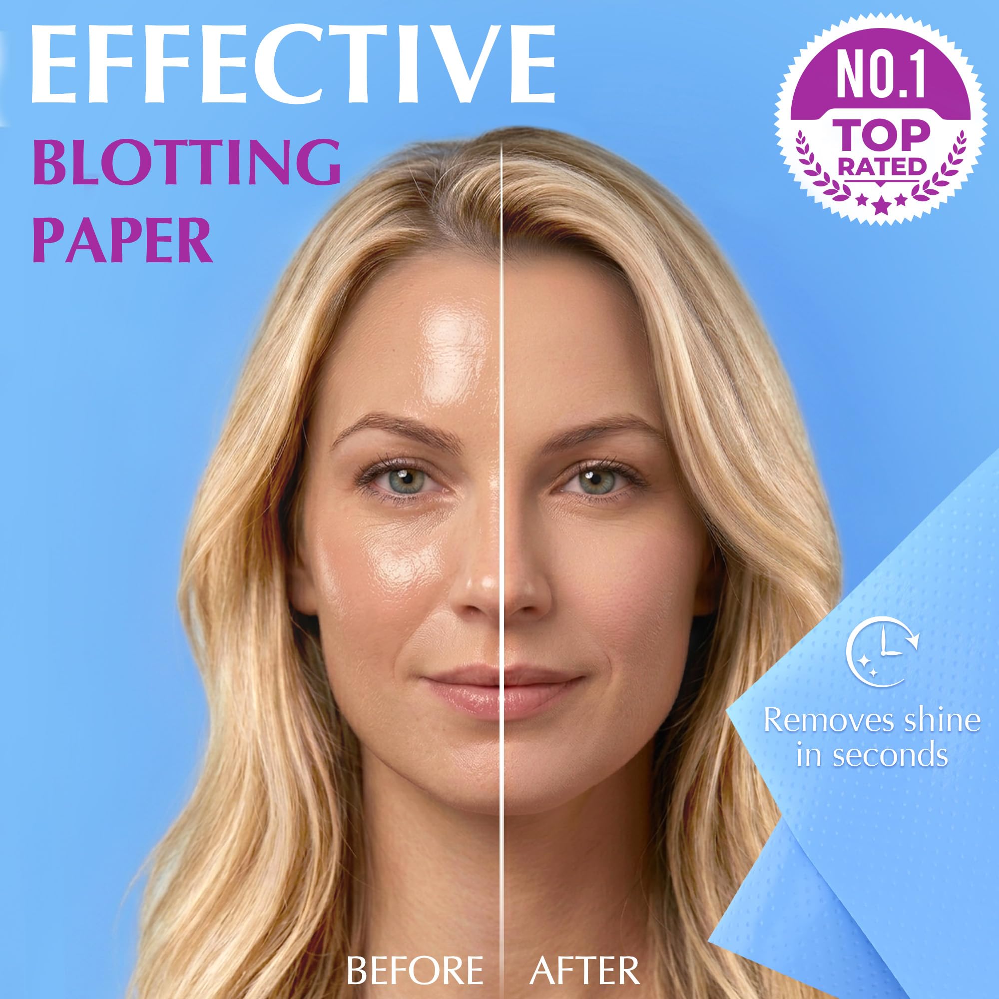 High-Performance Oil Absorbing Sheets for Face - 3 pack (150 sheets) - Makeup Friendly Blotting Papers for Oily Skin - Oil Blotting Sheets for Face
