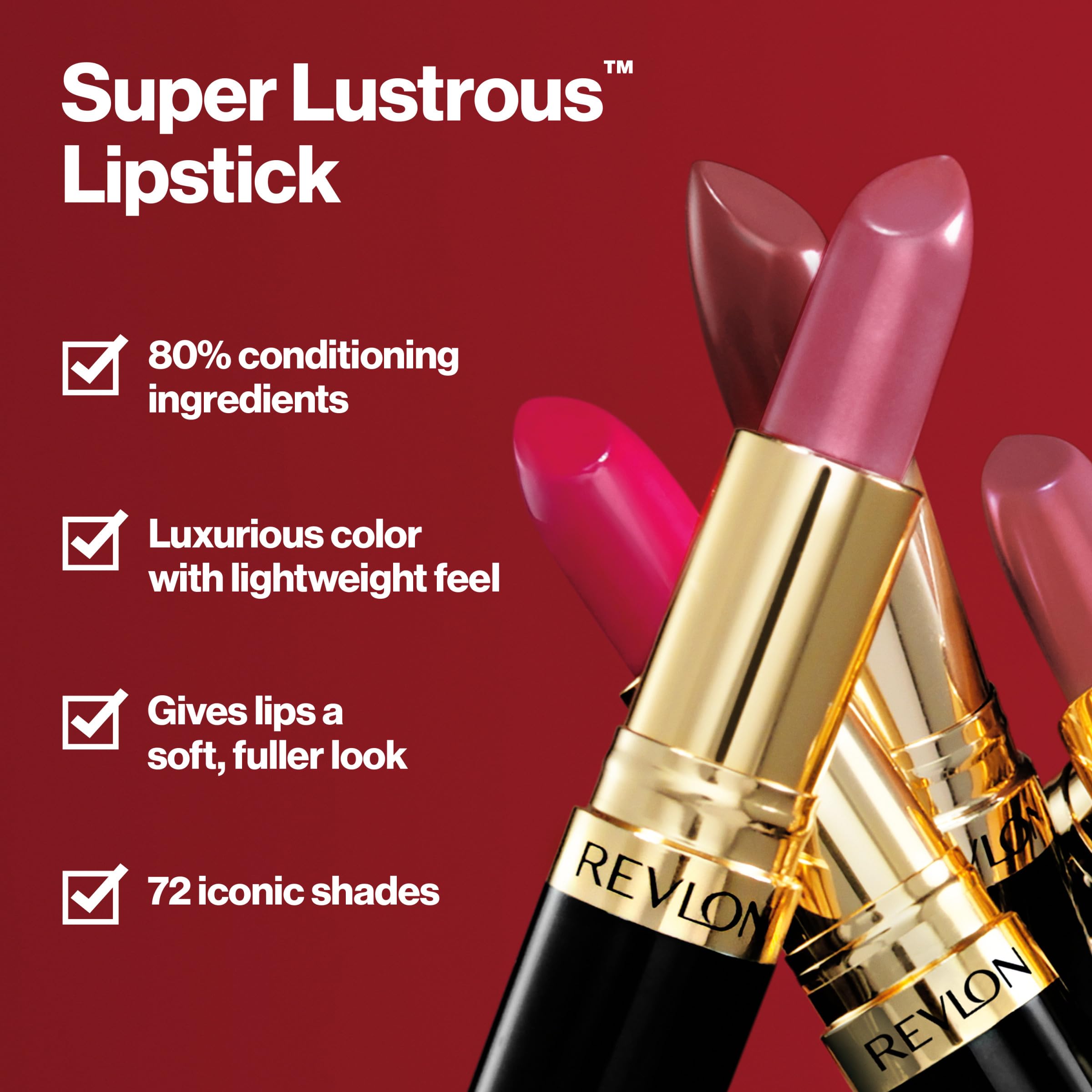 Revlon Super Lustrous Lipstick, Creamy Formula For Soft, Fuller-Looking Lips, Moisturized Feel, Blushing Mauve (460), 0.15 oz