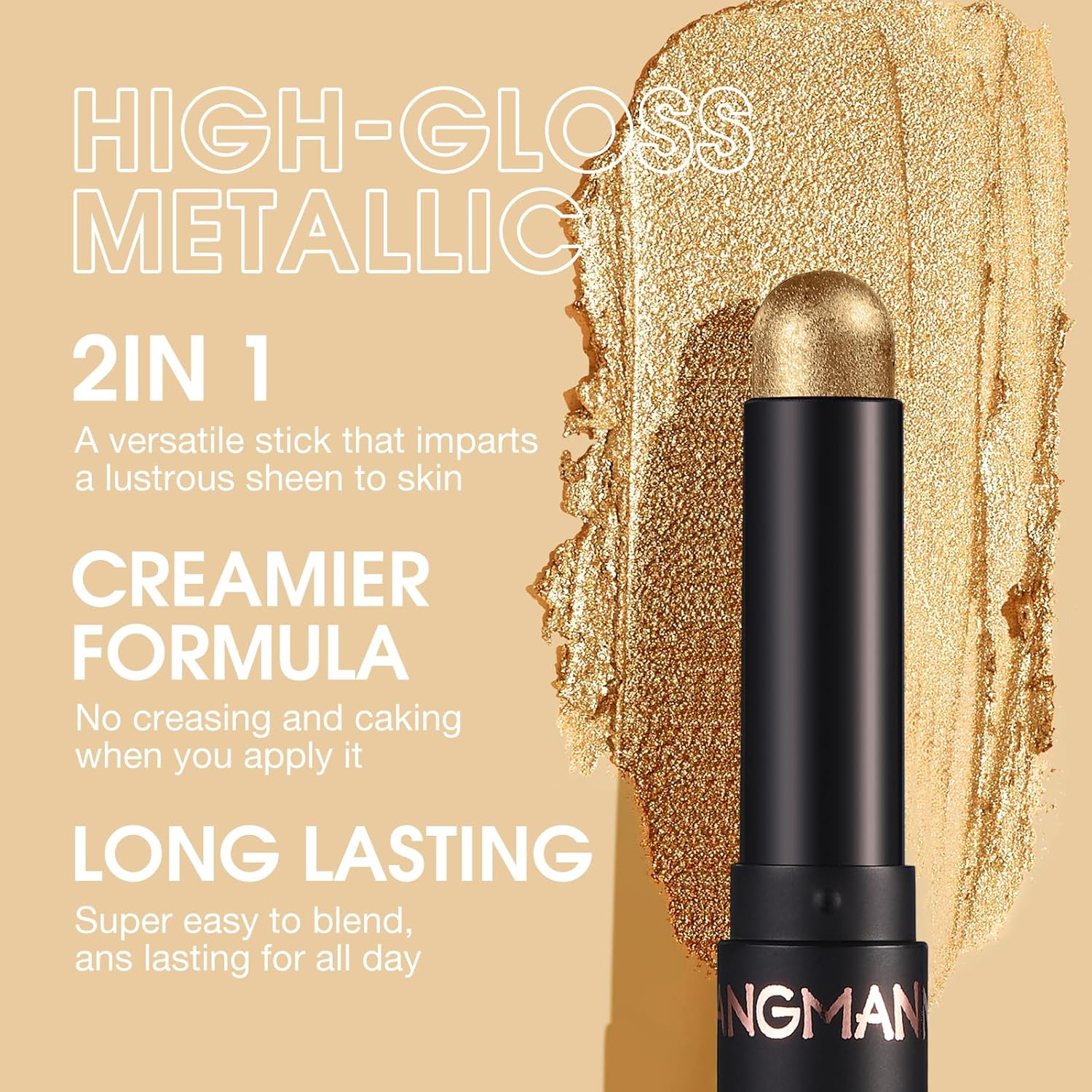 LANGMANNI 8 PCS Soft Smooth Cream Eyeshadow Stick Gift Set,Matte Earth Color+Bright Metal Color Contour Stick,Waterproof & Long-Lasting Eyeshadow (#B)