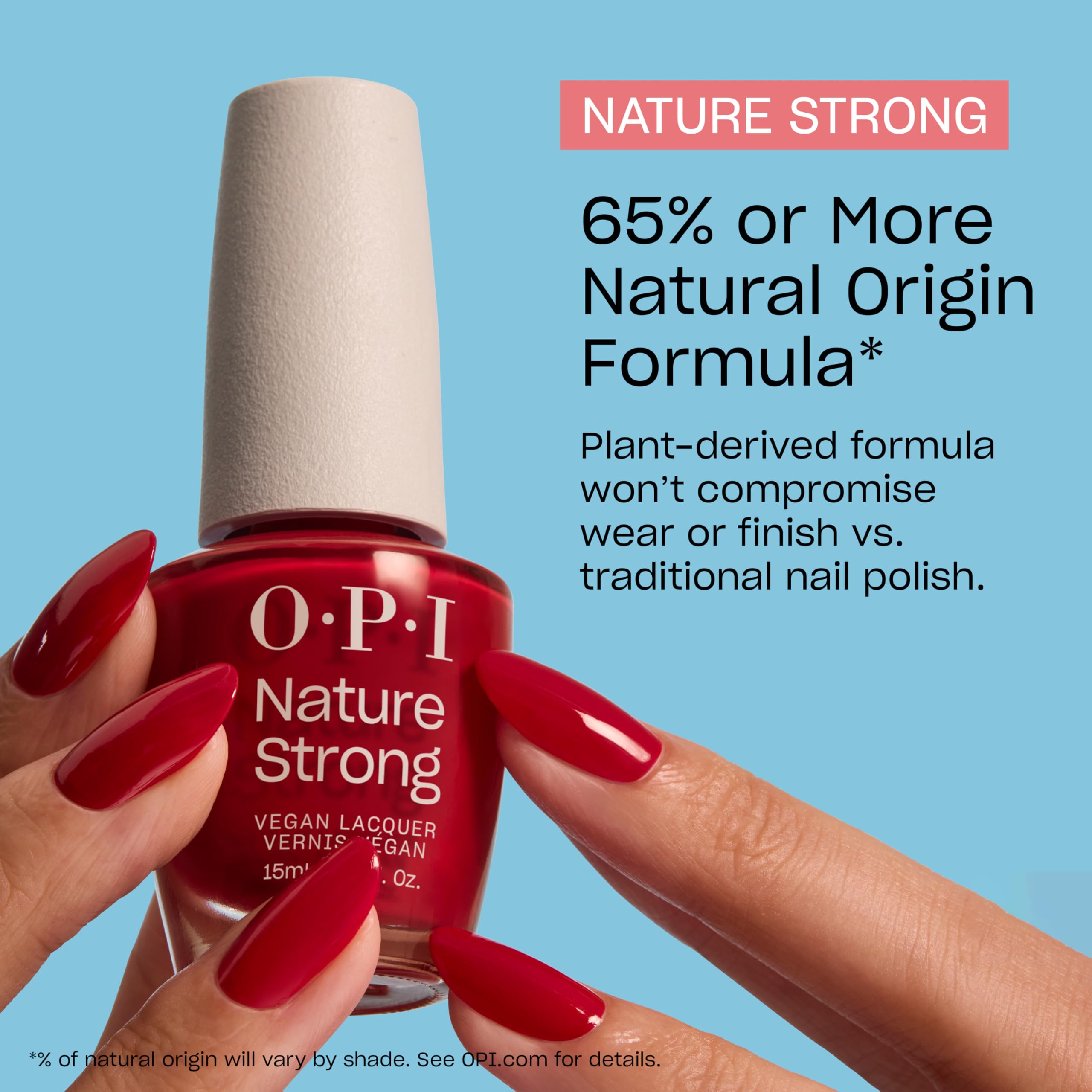 OPI Nature Strong Emflowered | Opaque Bright Pink Crème Natural Origin Nail Polish | Plant Based, Vegan, Cruelty Free