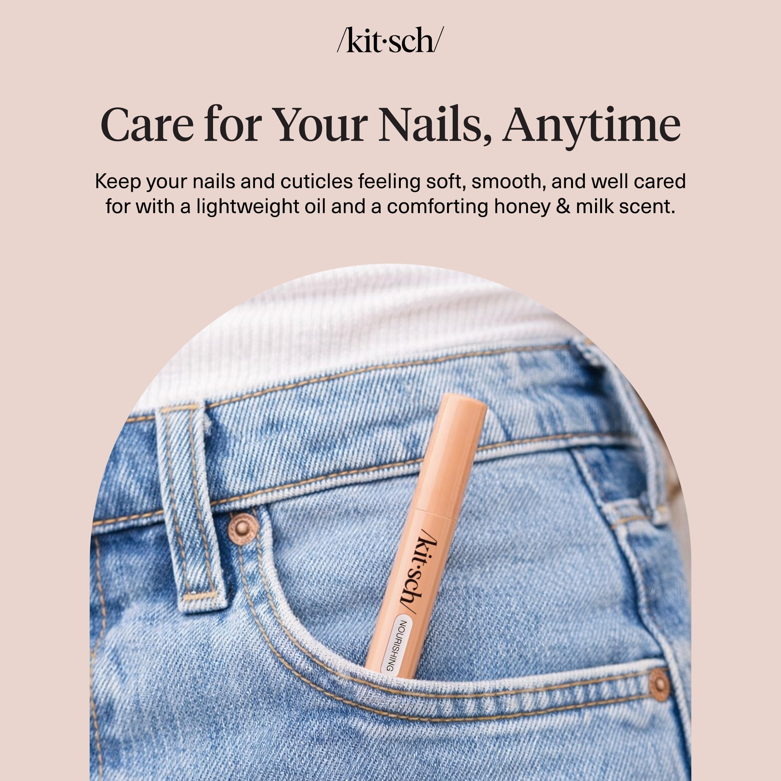 Kitsch Nail Cuticle Oil Pen Brush - Hydrating Nail Oil For Stronger Nails | Cuticle Pen With Jojoba Oil & Vitamin E | For Dry, Cracked or Flaky Nails - Nourishing Nail Care Product - 2.8ml