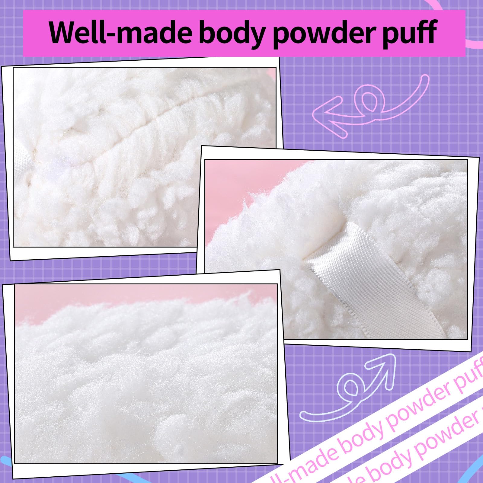 Gootaimi 6" Body Powder Puff, Powder Puff for Body Powder and Container, Fluffy Soft Large Powder Puff for Dusting White