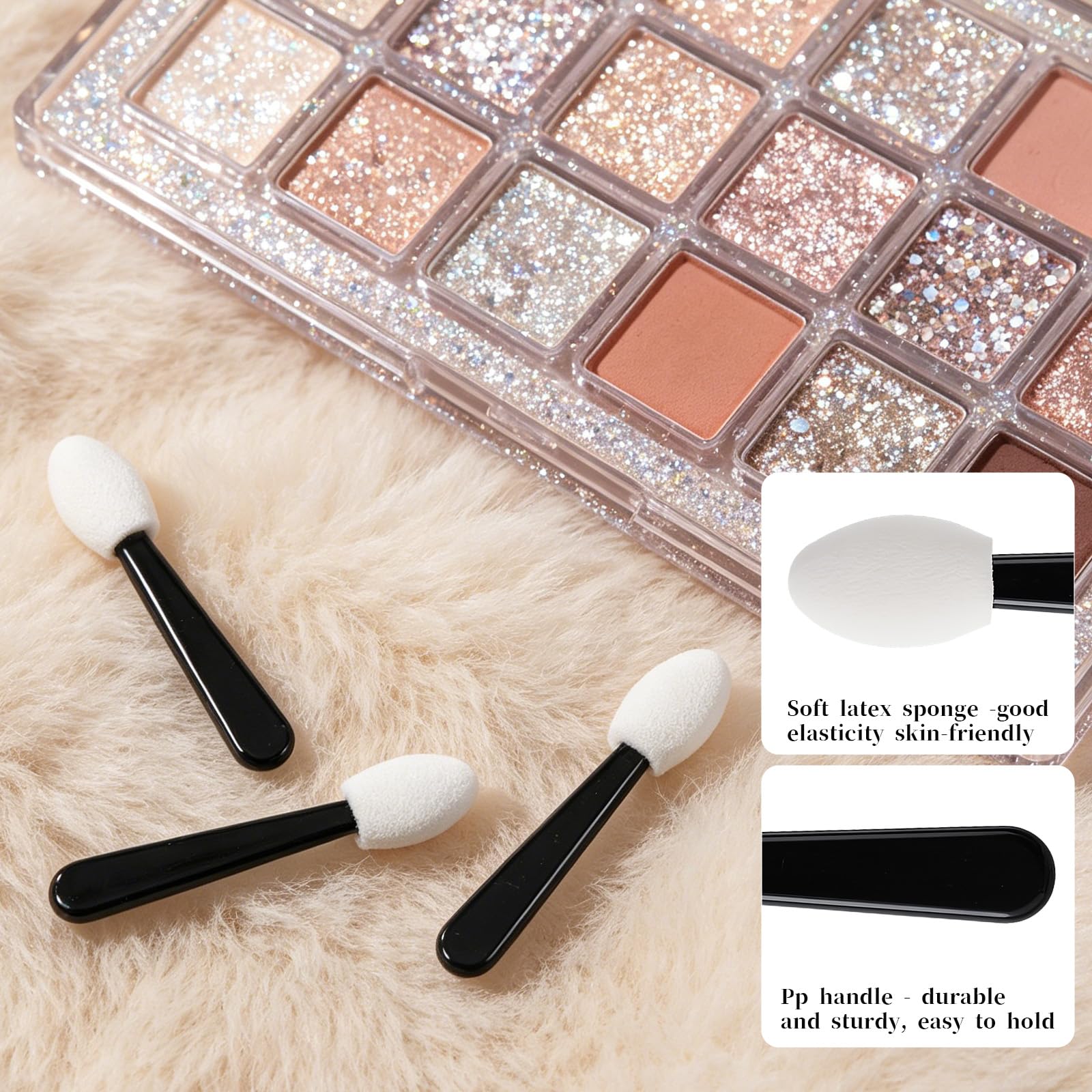 Eyeshadow Applicators Sponge Tip, 50 PCS Disposable Mini Sponge Eye Shadow Applicator Sticks, Disposable Makeup Eyeshadow Sponges Small Portable Travel Eye Makeup Brushes for Women Lips Eyes, Nail Art