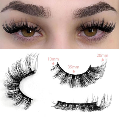 False Eyelashes Strip Lashes Wispy Yasnai Cat Eye Lash Fake Eyelash Natural Look Volume 18mm Mink Fluffy Fox Eyelashes 7 Pairs Pack 9D