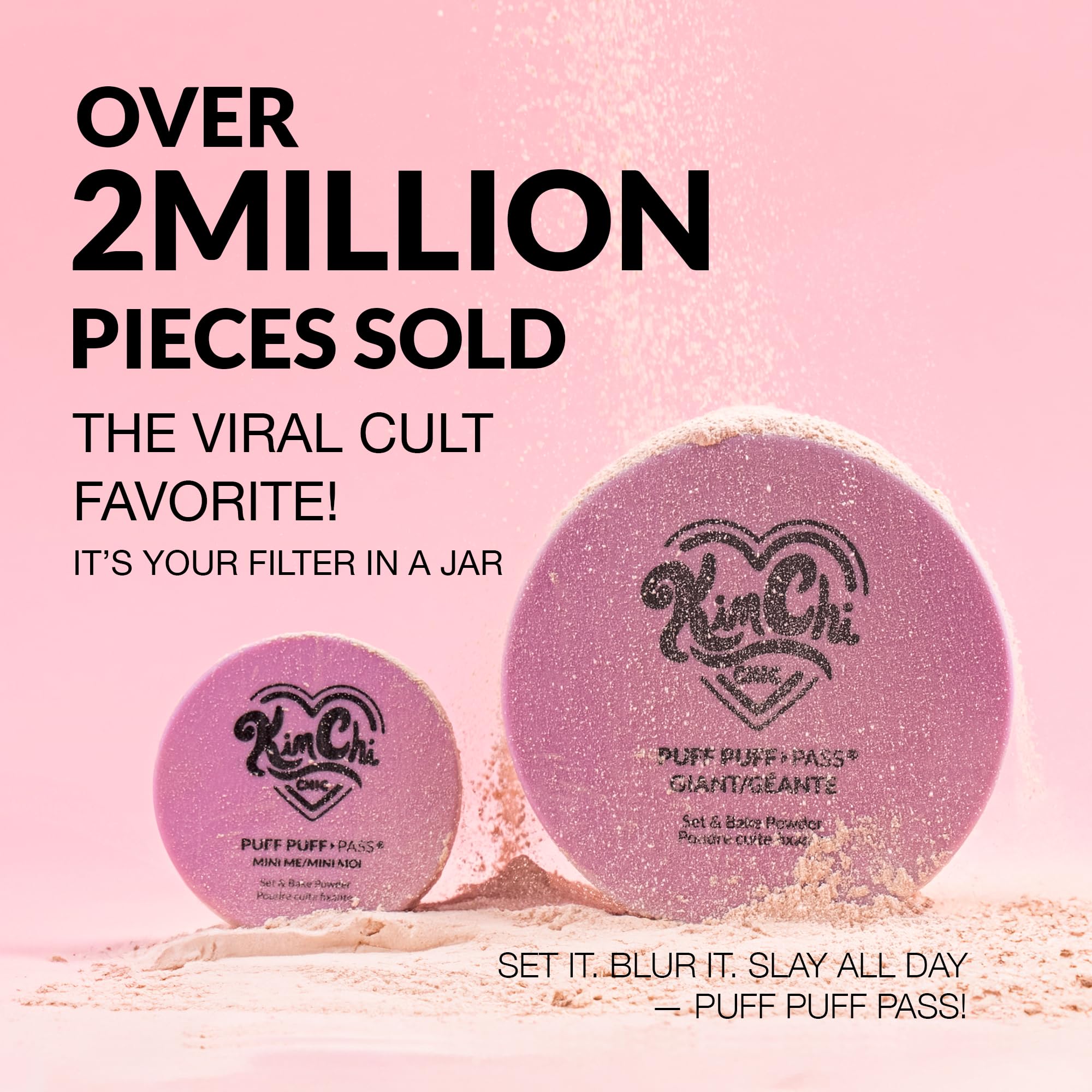 KimChiChic Beauty Puff Puff Pass Loose Setting Powder Makeup, Set & Bake Face Powder with Rice & Vitamin E, Matte Airbrush Finish, Oil Control with Velour Pad, Cruelty-Free, Translucent 0.70 oz (20 g)