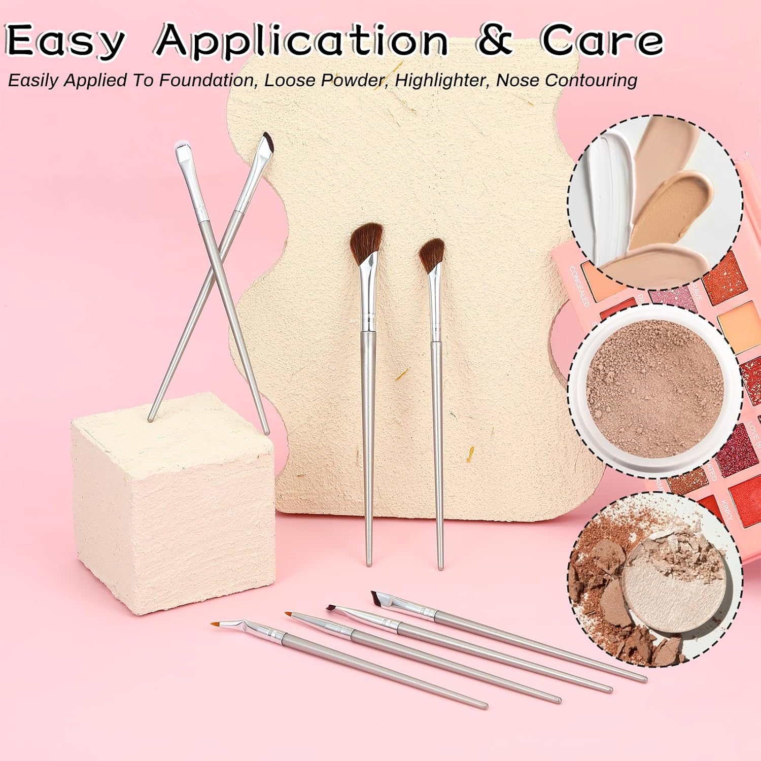 8Pcs Nose Contour Brush Eyeliner Brush Set Ultra Thin Angled Concealer Brushes Soft Bristles Flat Eyeliner Brushes Professional Beauty Cosmetic Tool for Natural, Smoky and Bold Eye Looks