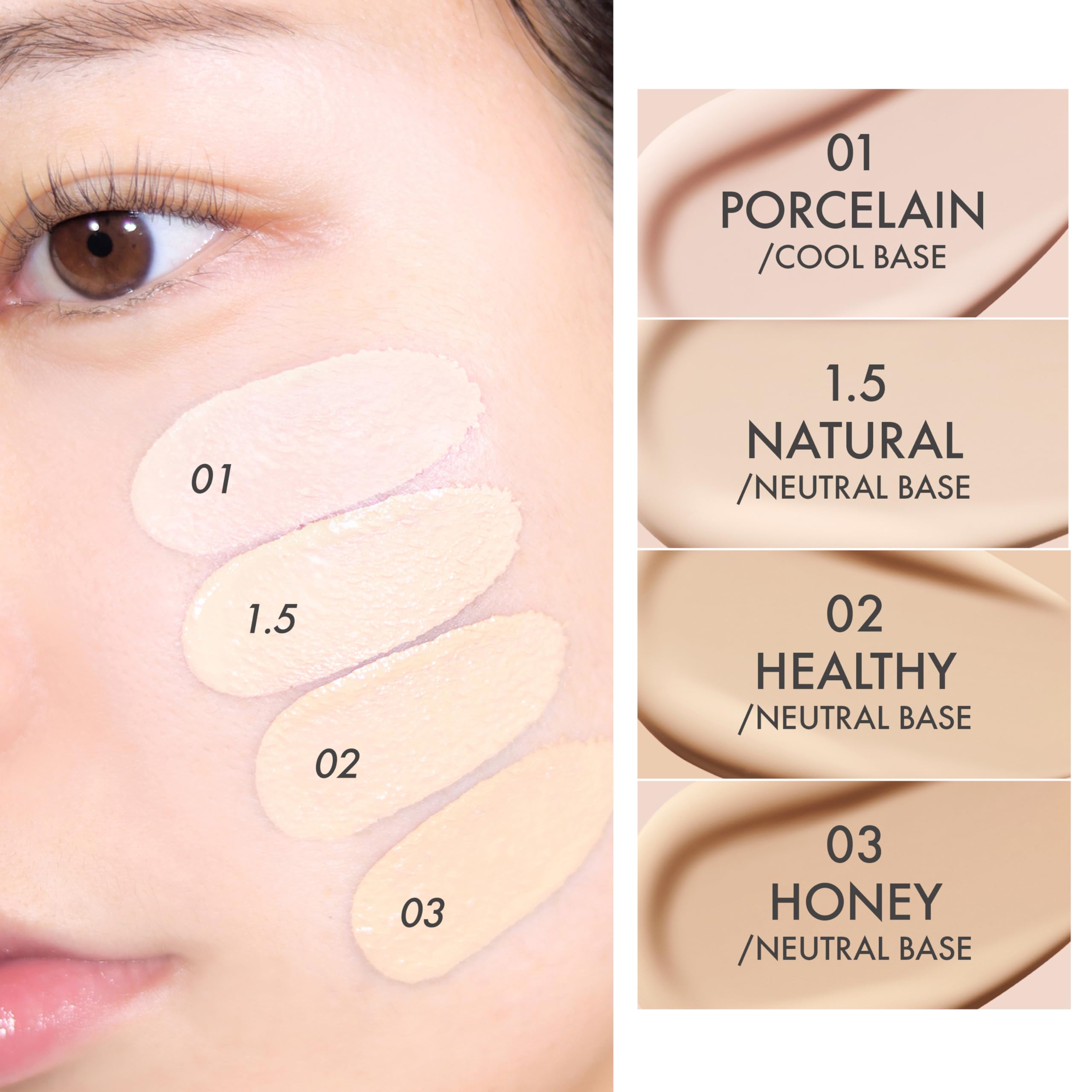 AMUSE SEOUL Ceramic Skin Perfector Cushion Foundation (01 PORCELAIN) - Flawless Coverage, Semi Matte Glow, Long Lasting, Lightweight Satin Finish, Vegan, Korean Beauty Makeup (15g / 0.52oz.)