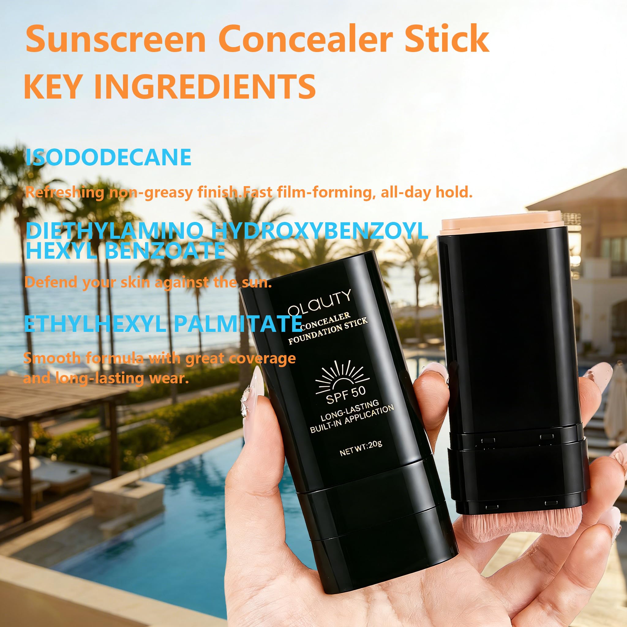 Foundation Stick, 2 in 1 Dual-Ended Long-Lasting Concealer Korean Foundation Stick, Full Coverage Foundation Makeup, Sunscreen Concealer Stick, Tattoo Cover Up Makeup, Matte Finish for Face (WHEAT)