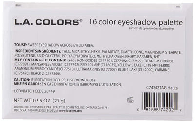 L.A. COLORS 16 Color Eyeshadow Palette, Haute C74202TAG