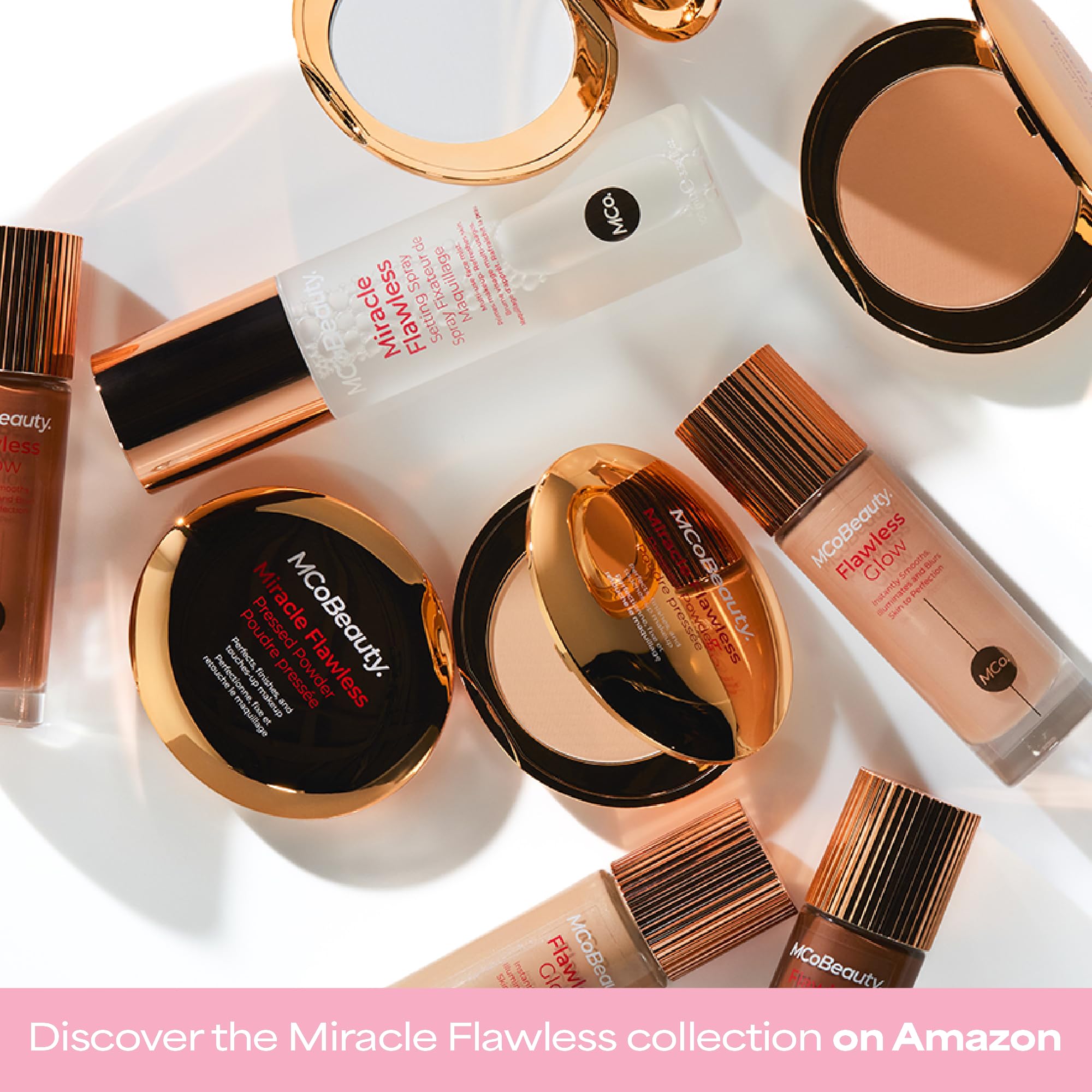 MCoBeauty Miracle Flawless Pressed Powder - 1 Light - Soft Focus Blurring, Finishing & Setting Powder - Face Makeup Compact with Rose Flower Extract Sweet Almond Oil - Vegan & Cruelty Free