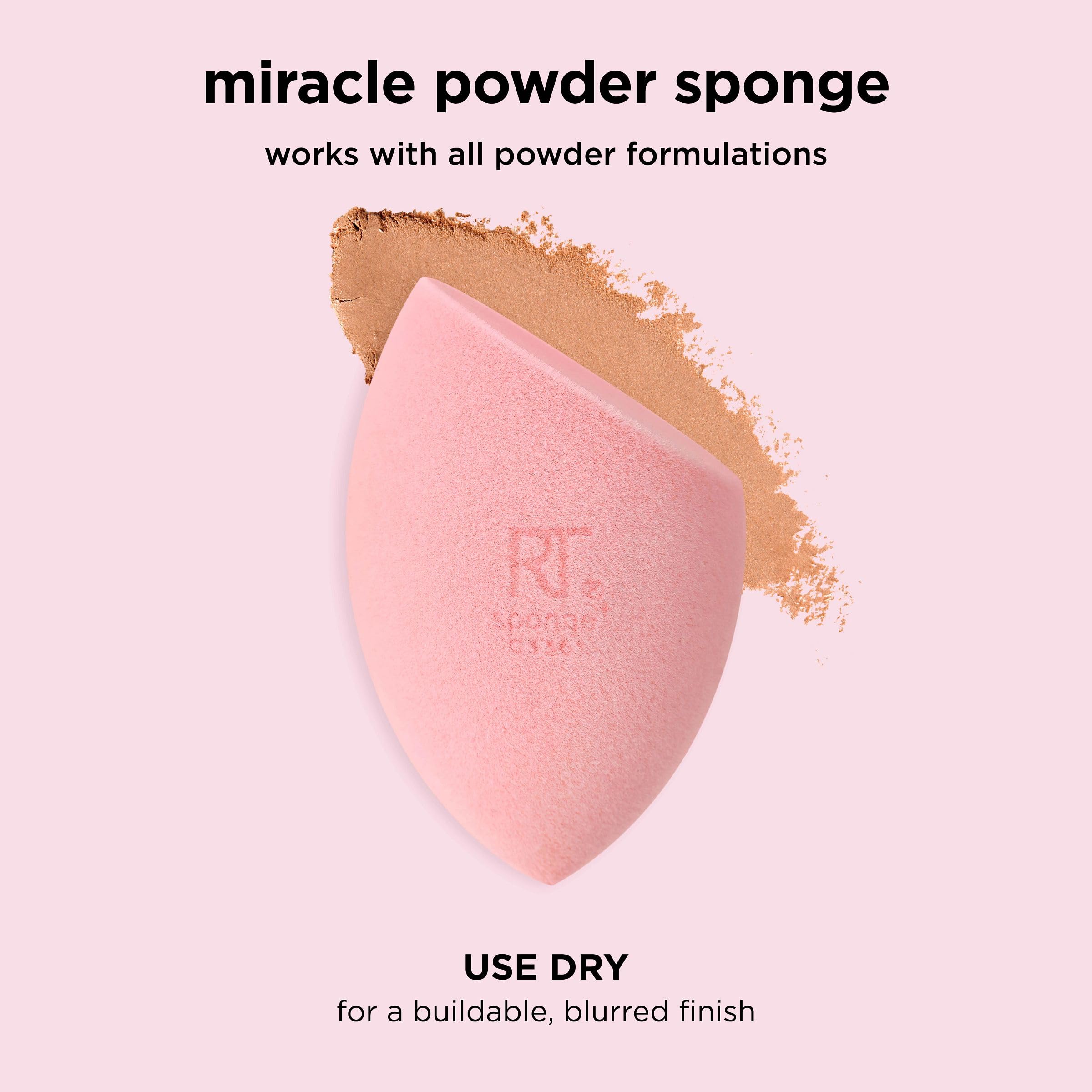 Real Techniques Iconic Blend + Set Makeup Sponge Duo, Makeup Blending Sponges, For Liquid, Cream, & Powder, Cloud Skin, Powder Sponge & Foundation Sponge, Latex-Free, Vegan & Cruelty Free, 2 Count