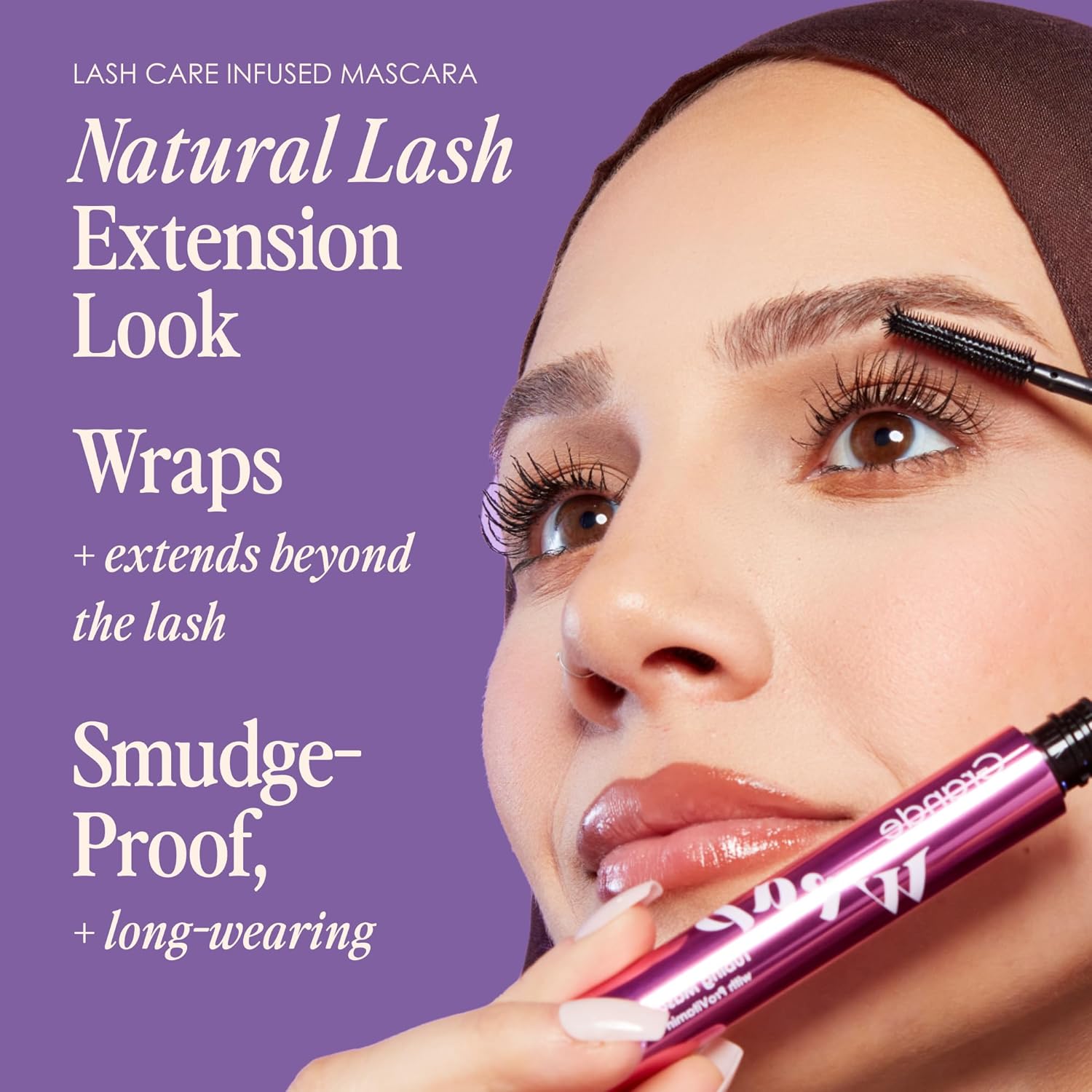 Grande Cosmetics GrandeWRAP Tubing Mascara - for Buildable Volume & Length, Lifts, Curls & Separates Lashes, Anti-Smudge, Lightweight, Clump & Flake-Free, All Day Wear, ProVitamin B5 Infused - Black