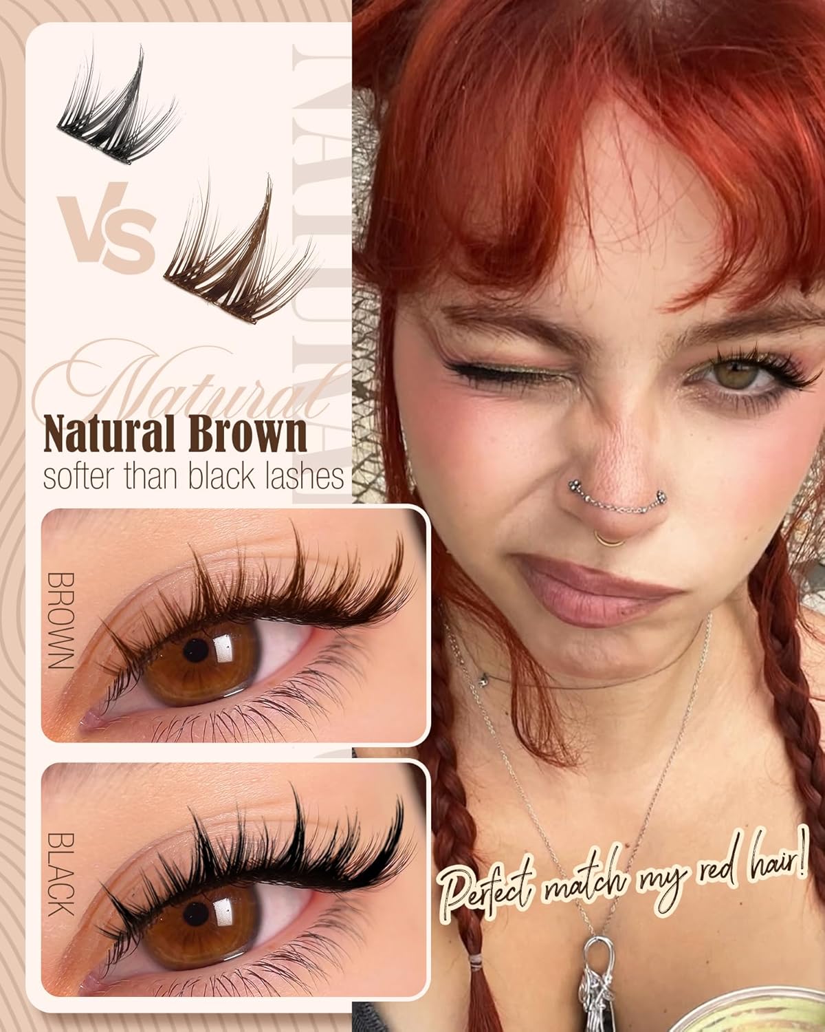 Cat Eye Lash Clusters Brown Eyelash Clusters Fox Eye Individual Lashes Extensions Spiky Cluster Eyelash Extensions Fairy Cluster Lashes Fluffy Anime DIY Lash Pack Pestañas Postizas (CC Curl, 96Pcs)