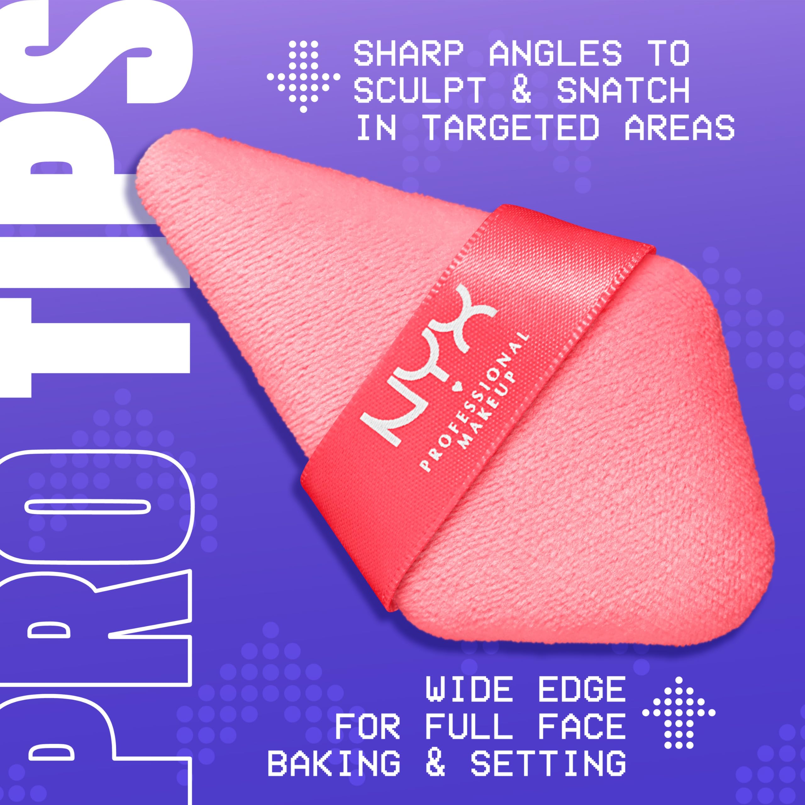 NYX PROFESSIONAL MAKEUP Wonder Setting Powder Puff Applicator, Soft, Reusable Triangle Powder Puff For Applying Loose Or Pressed Powders, Baking, and Brightening, 1 Count