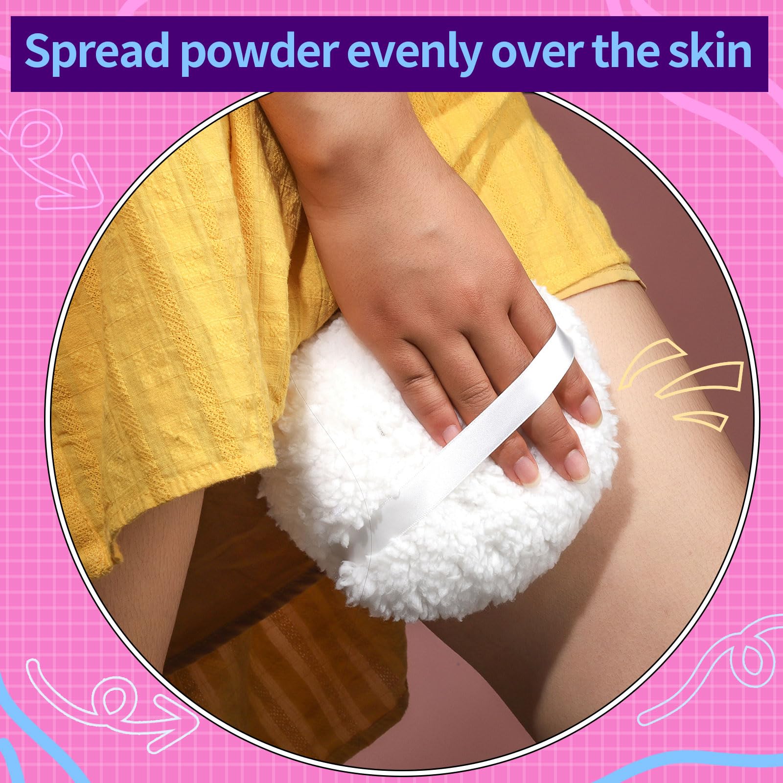 Gootaimi 6" Body Powder Puff, Powder Puff for Body Powder and Container, Fluffy Soft Large Powder Puff for Dusting White