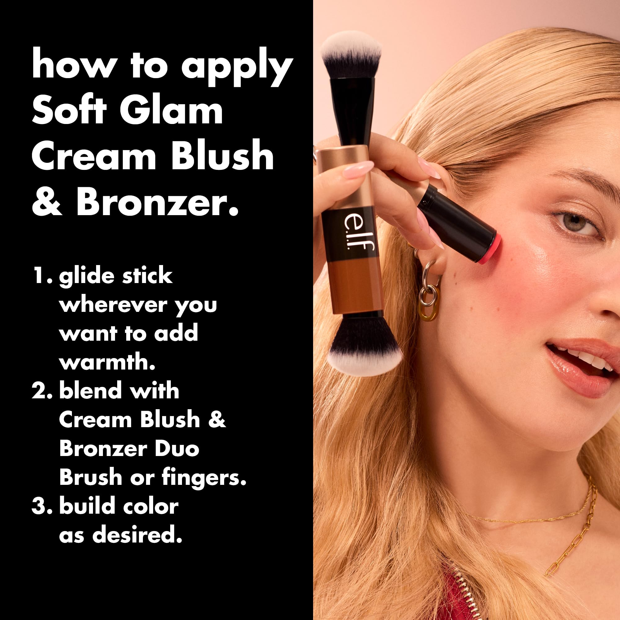 e.l.f. Soft Glam Cream Bronzer Stick, Buildable Cream Bronzer for A Long-Lasting Sculpted Glow & Satin Finish, Twist-Up Design, Vegan & Cruelty-Free, Medium