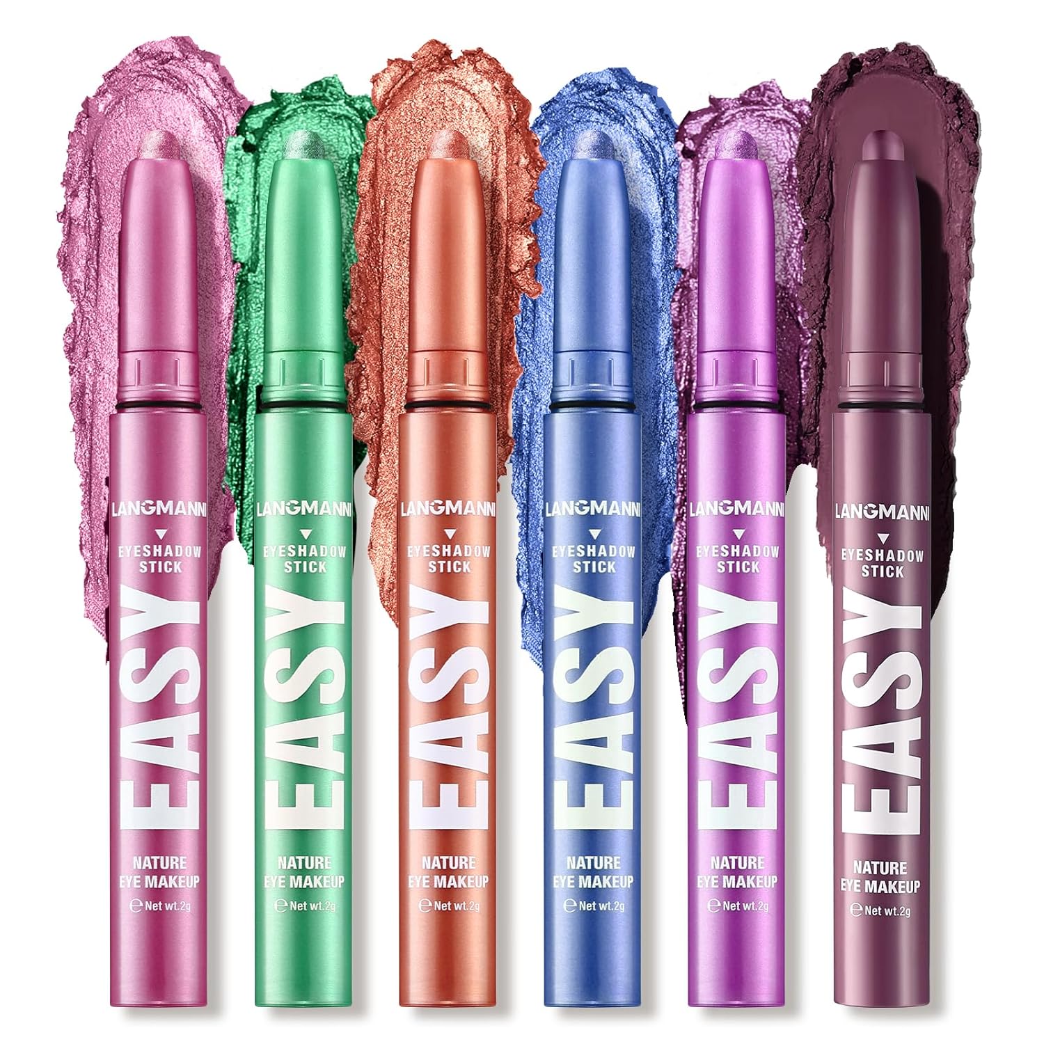 LANGMANNI Eyeshadow Stick,8 PCS Waterproof Multi-Color Eyeshadow Pen Set,Creamy Long-Lasting Eye Makeup Kit,Natural & Shimmer Shades Contour Stick,Perfect Gifts For Women (#G-8 Colors)