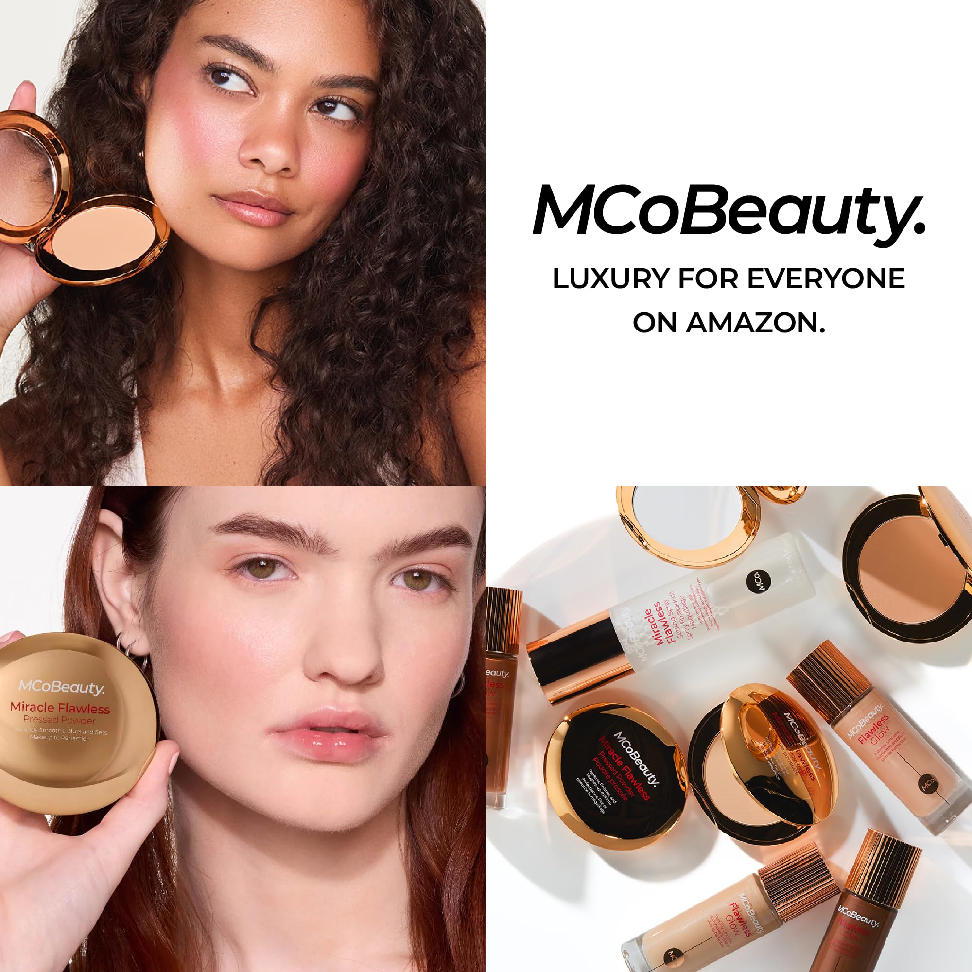 MCoBeauty Miracle Flawless Pressed Powder - 1 Light - Soft Focus Blurring, Finishing & Setting Powder - Face Makeup Compact with Rose Flower Extract Sweet Almond Oil - Vegan & Cruelty Free