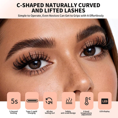 KiiNii Heated Eyelash Curler, Electric Eyelash Curler with 4 Temperature Modes, LED Display, 5S Fast Heating, Type-C Rechargeable, 24H Long-Lasting Curls | Black