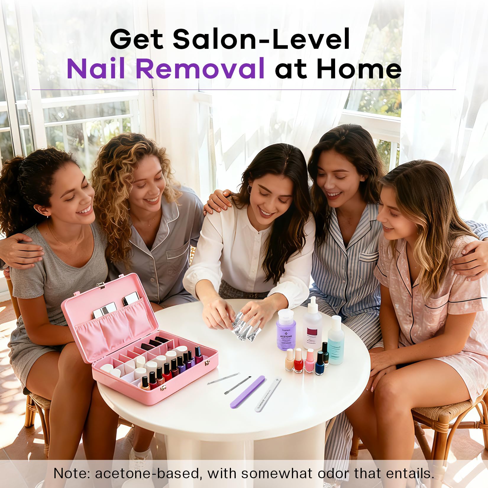Glamonade Acetone Nail Polish Remover: Gel Polish Remover for Removal of Regular Nail Polish/Gel/Nail Tips/Glitter Polish | Grape Scent Gel Nail Polish Remover with Easy Push-Down Pump(6.34 Fl Oz)