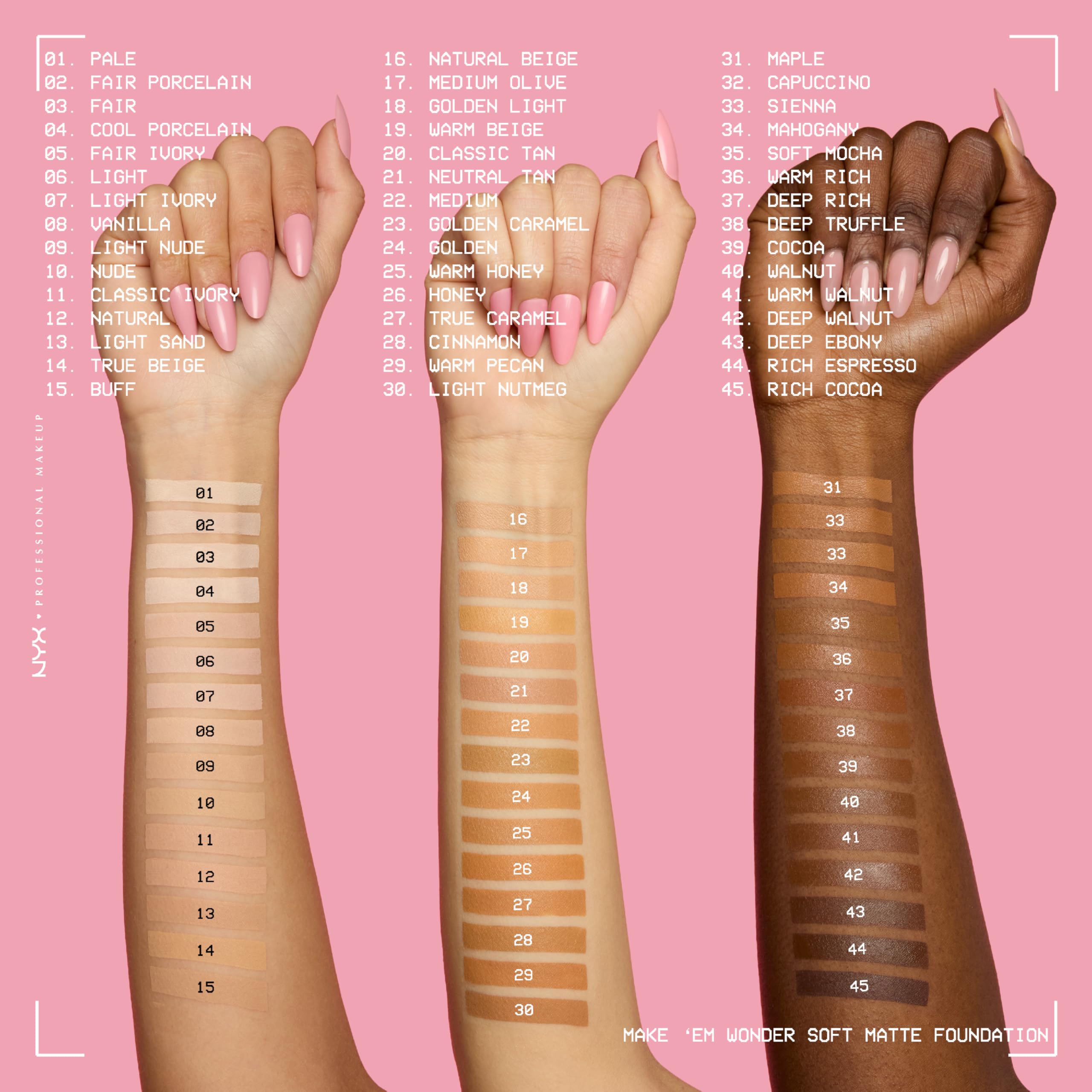 NYX PROFESSIONAL MAKEUP Make 'Em Wonder Liquid Foundation, 24HR Foundation Makeup With A Soft Matte Finish, Buildable Full Coverage - 20 Classic Tan