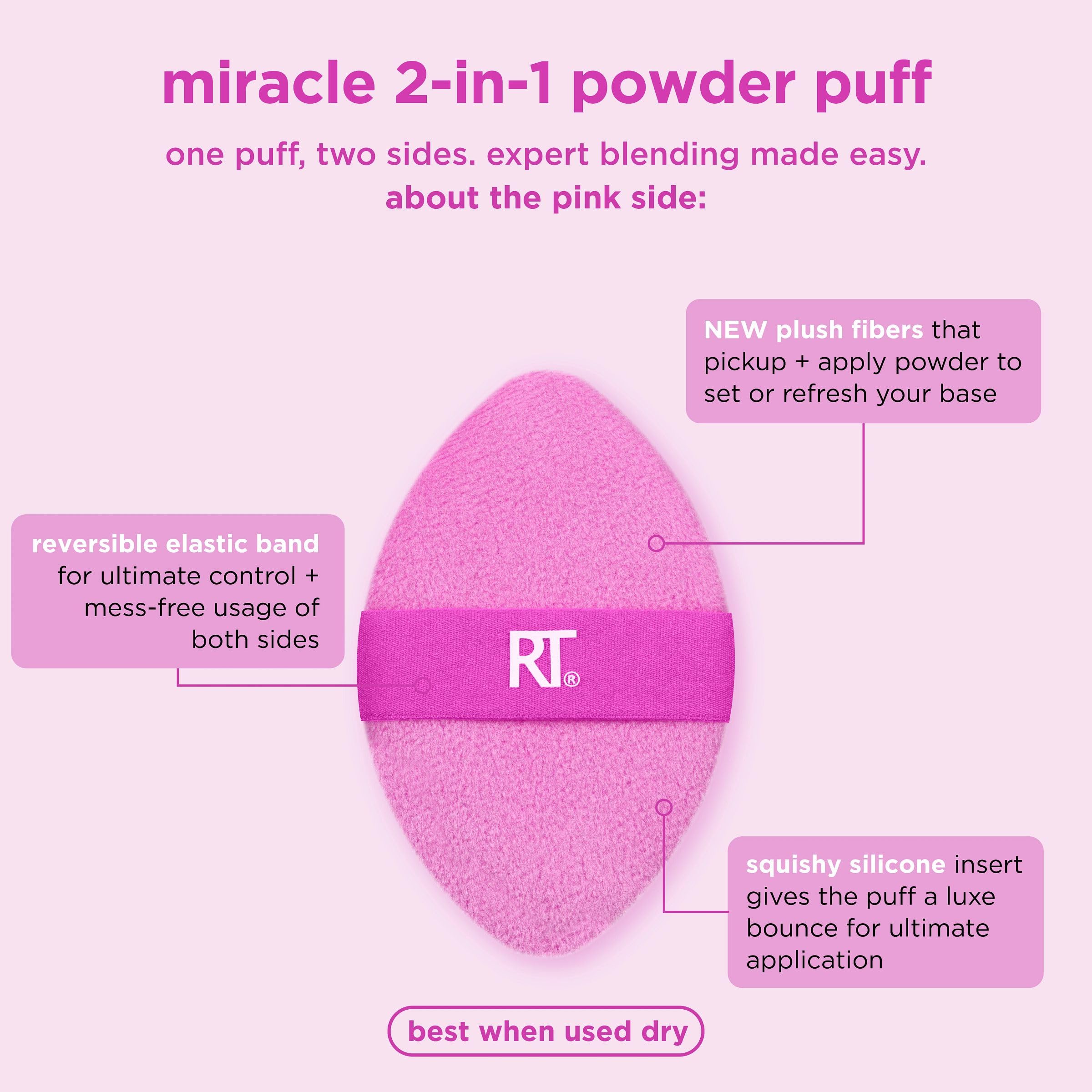 Real Techniques Miracle Complexion Sponge + Miracle 2-In-1 Powder Puff, Makeup Blending Sponge & Dual-Sided Powder Puff, For Liquids, Creams, & Powders, Vegan & Latex-Free, 2 Count