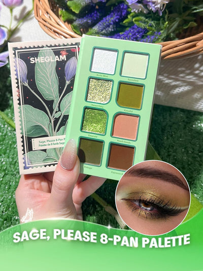 SHEGLAM Sage, Please 8-Pan Palette Matte&Shimmer Eyeshadow,Long Lasting Blendable Shades,Naturing-Looking,Waterproof Cool Eye Shadow Makeup Palette