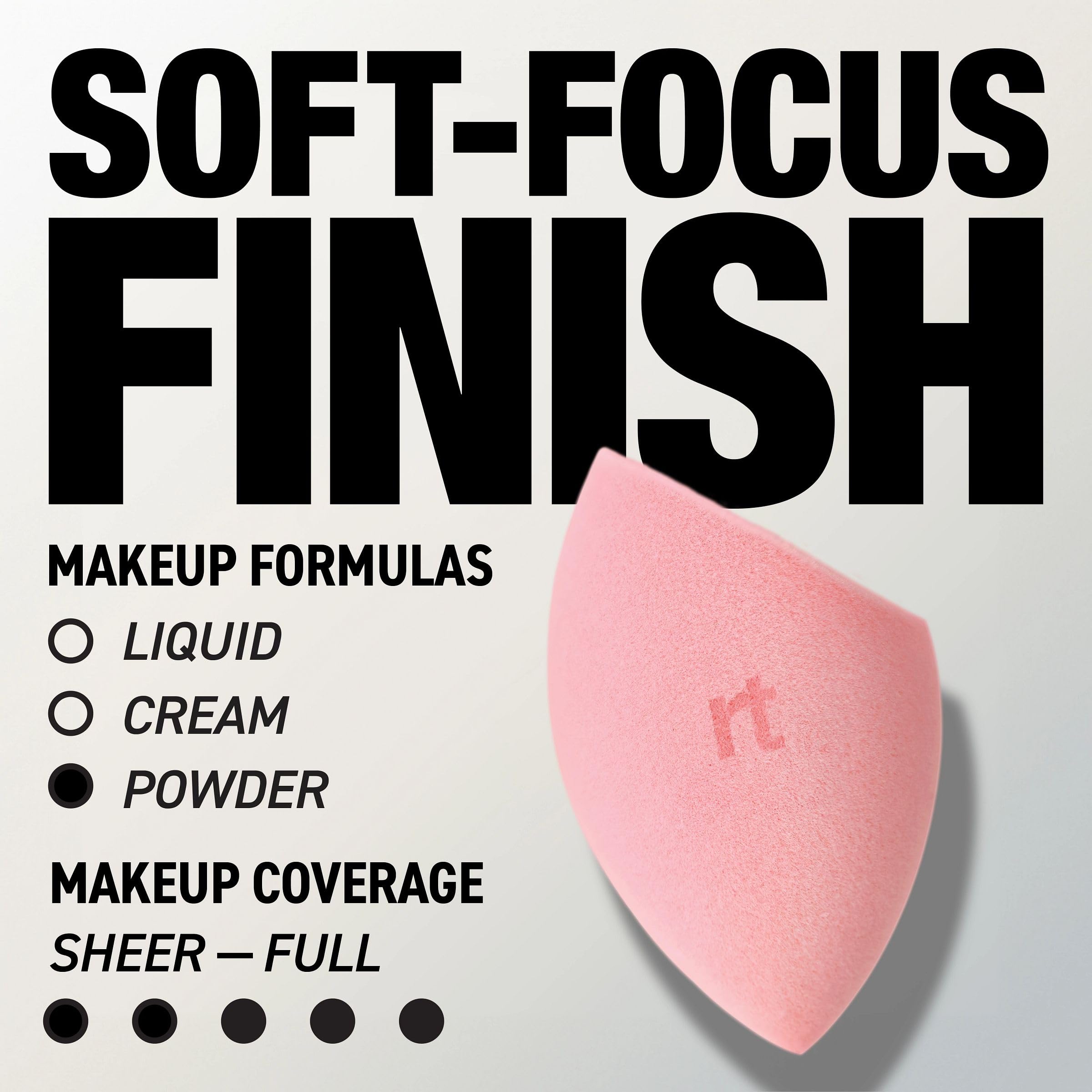 Real Techniques Miracle Powder Sponge, Makeup Blending Sponge For Powder Products, Set Makeup For Natural Finish & Cloud Skin, Buildable Coverage, Velvet Material, Latex-Free Foam, 1 Count