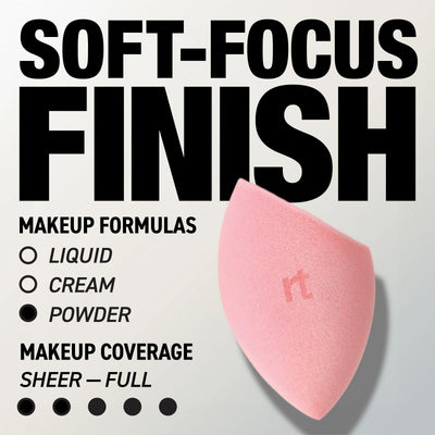 Real Techniques Miracle Powder Sponge, Makeup Blending Sponge For Powder Products, Set Makeup For Natural Finish & Cloud Skin, Buildable Coverage, Velvet Material, Latex-Free Foam, 1 Count