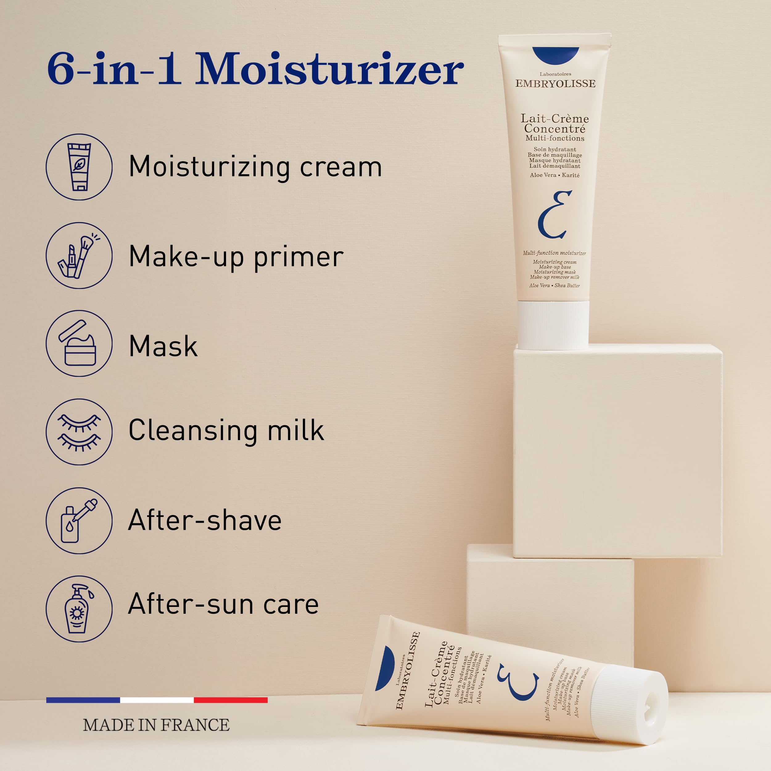 Embryolisse Lait-Crème Concentré Face Moisturizer and Makeup Primer, French Face Cream With Shea Butter & Aloe Vera, 2.54 Fl Oz